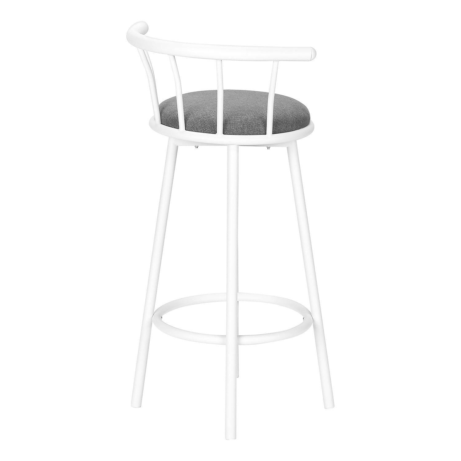 Monarch Specialties – Tabouret de bar I 2397, ensemble de 2, pivotant, hauteur de bar, métal blanc, style cuir gris, contemporain, moderne