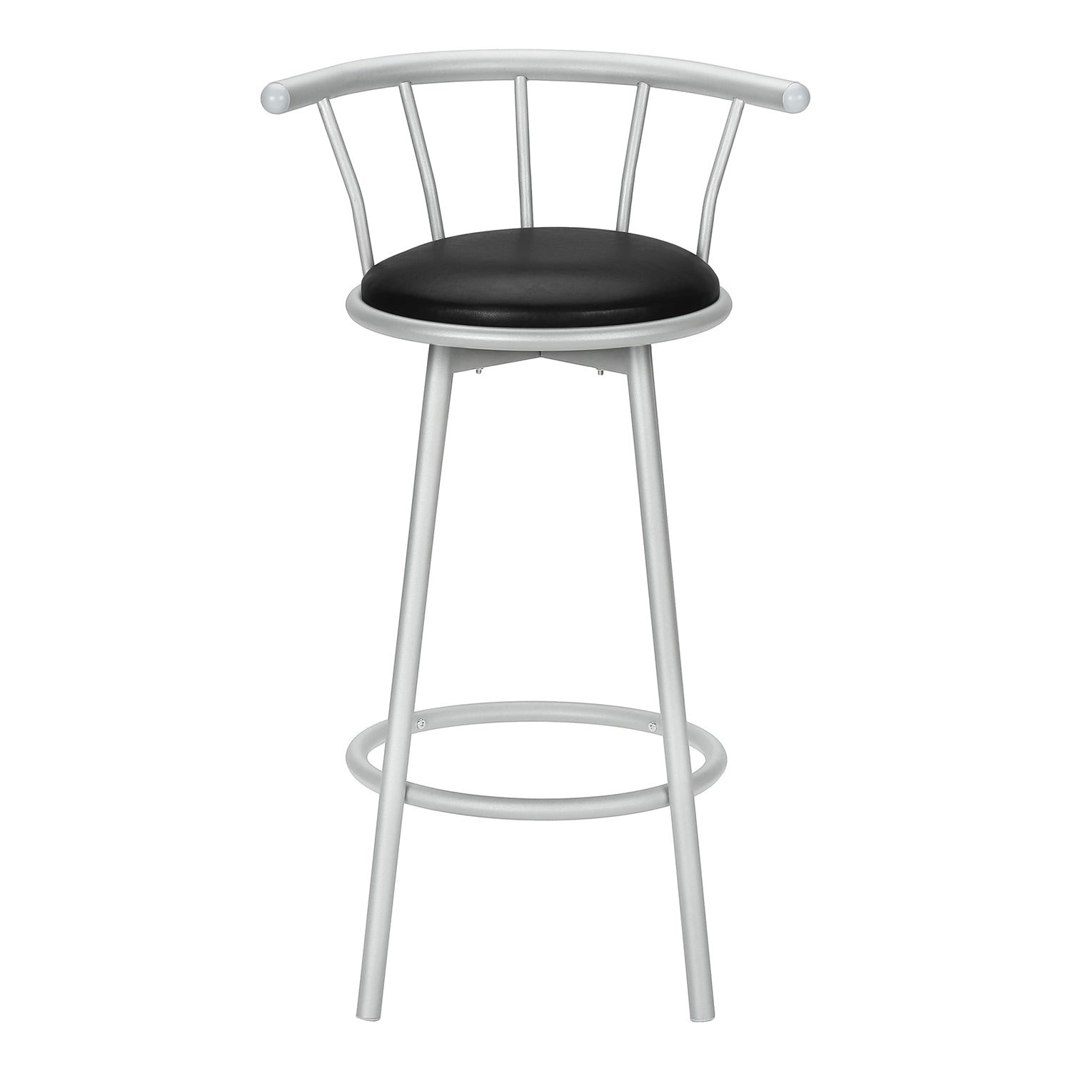 Monarch Specialties – Tabouret de bar I 2399, ensemble de 2, pivotant, hauteur de bar, métal gris, aspect cuir noir, contemporain, moderne