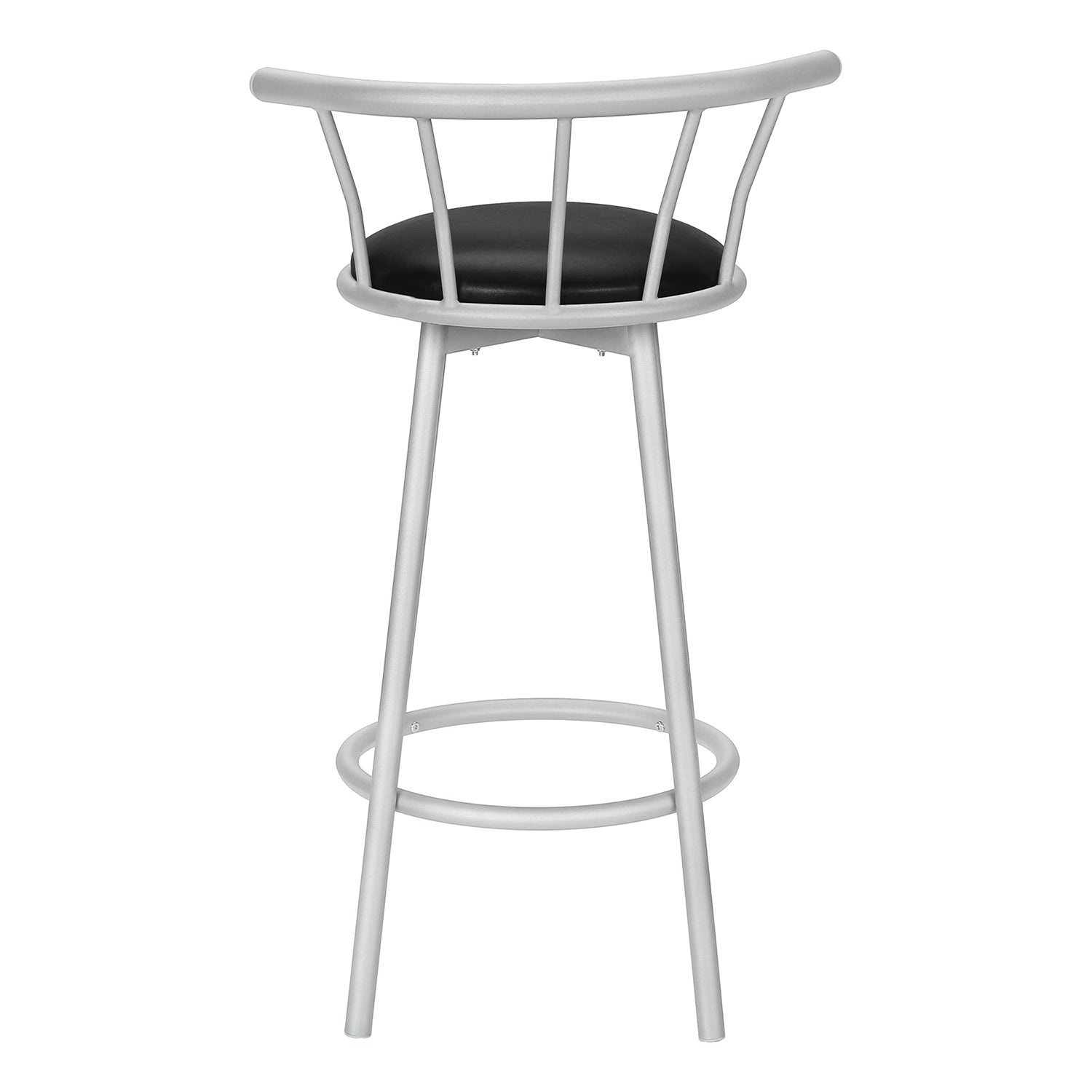Monarch Specialties – Tabouret de bar I 2399, ensemble de 2, pivotant, hauteur de bar, métal gris, aspect cuir noir, contemporain, moderne