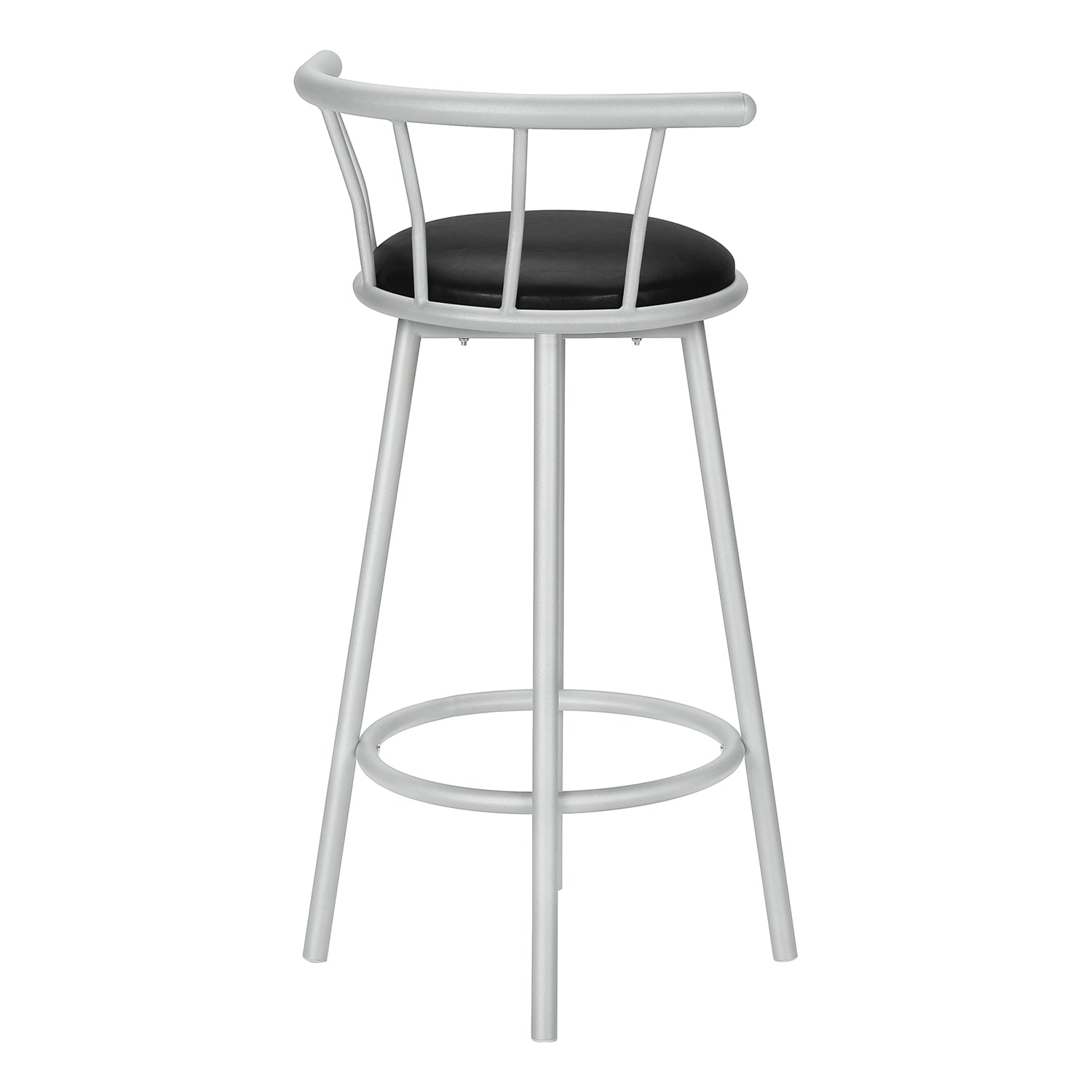 Monarch Specialties – Tabouret de bar I 2399, ensemble de 2, pivotant, hauteur de bar, métal gris, aspect cuir noir, contemporain, moderne