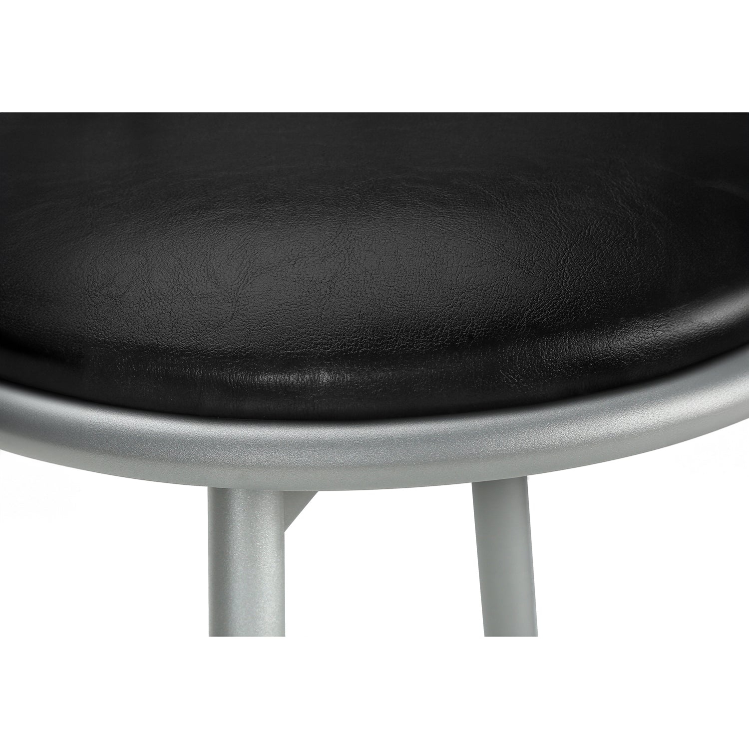 Monarch Specialties – Tabouret de bar I 2399, ensemble de 2, pivotant, hauteur de bar, métal gris, aspect cuir noir, contemporain, moderne