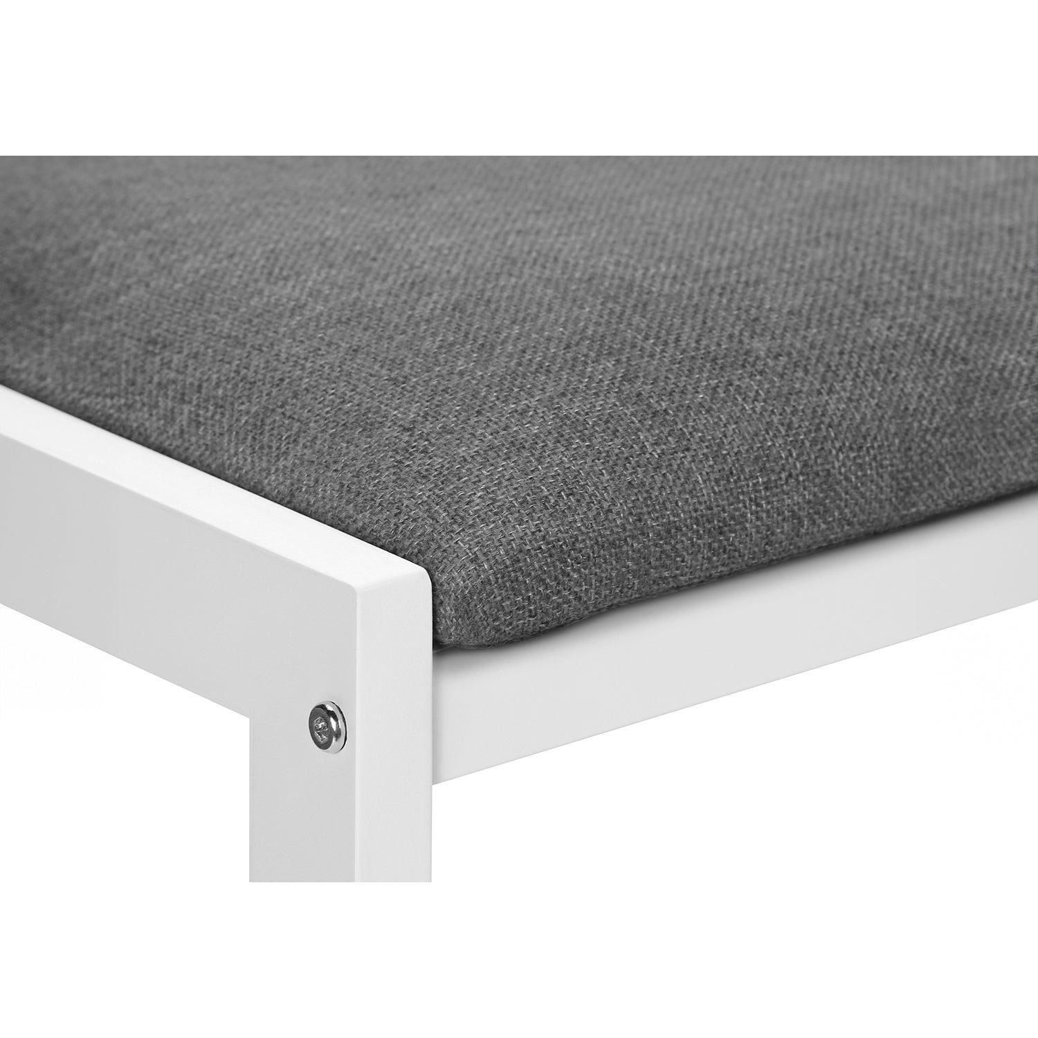 Monarch Specialties I 1011 - Dining Table Set, 3pcs Set, Small, 35" Drop Leaf, Kitchen, White Metal And Laminate, Grey Fabric, Contemporary, Modern