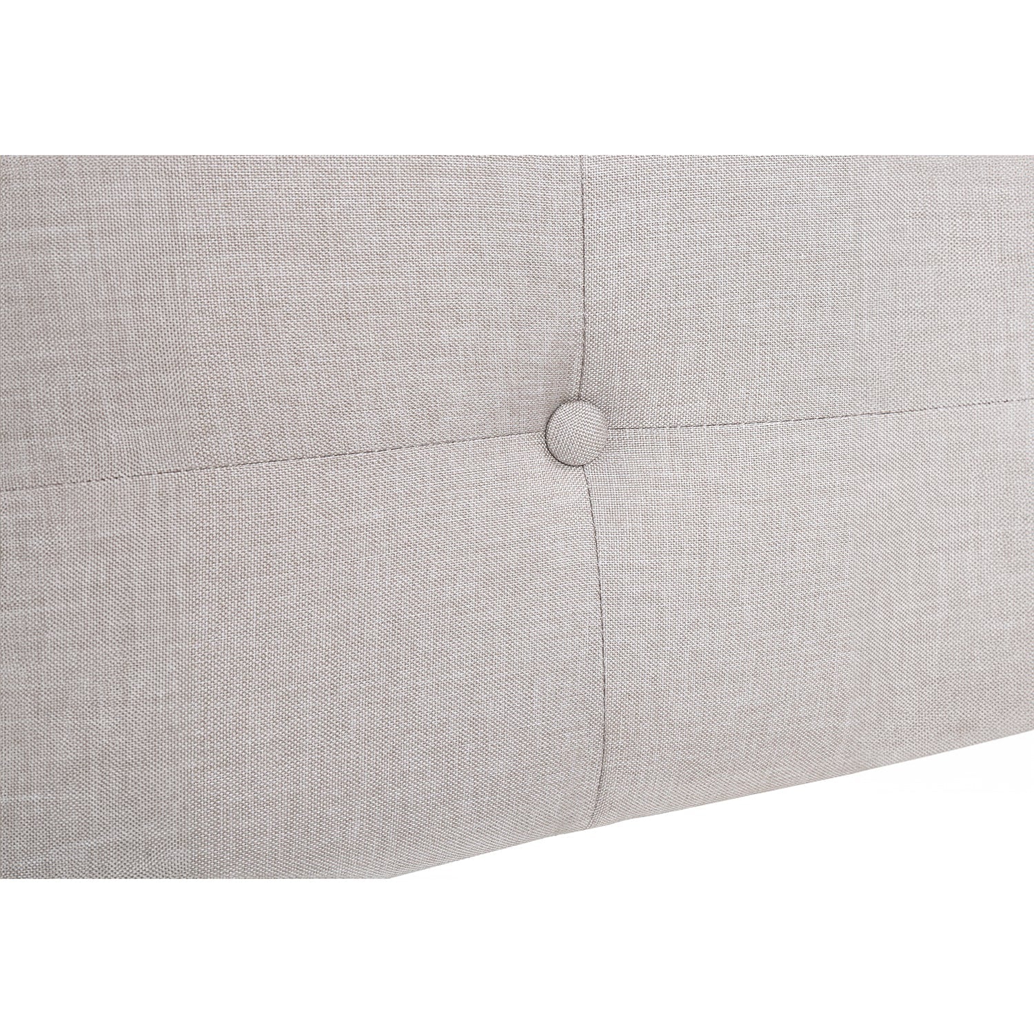 Monarch Specialties I 6041Q - lit, grand lit, Chambre, cadre, rembourré, aspect lin beige, pattes en métal chromé, transitionnel