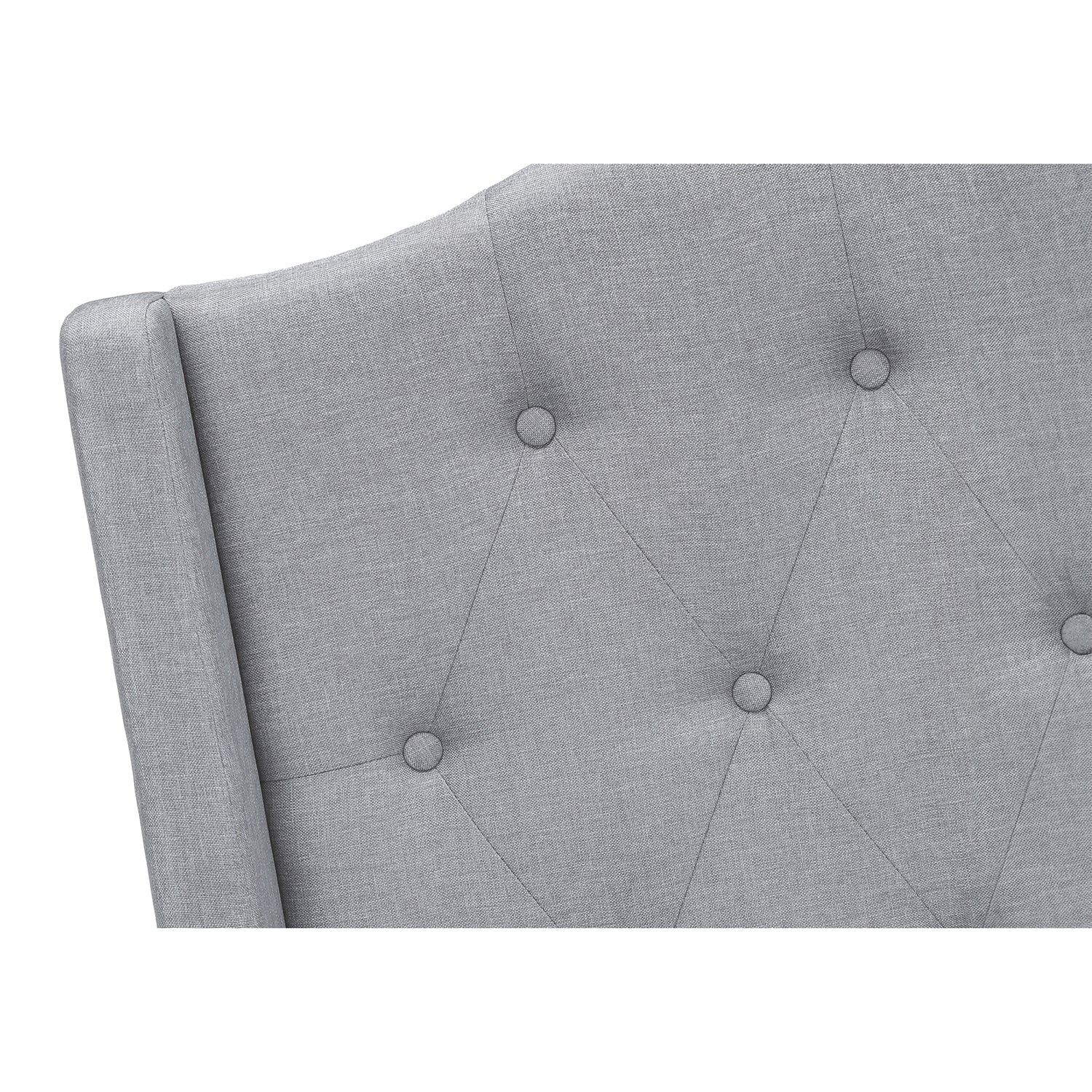 Monarch Specialties I 6045Q - lit, grand lit, Chambre, cadre, rembourré, aspect lin gris, pattes en métal chromé, transitionnel