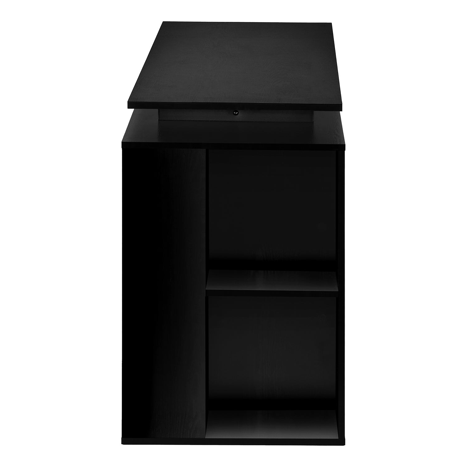 Monarch Specialties I 7601 - Computer Desk, Home Office, Left, Right Set-up, Storage Shelves, 55"L, Work, Laptop, Black Laminate, Black Metal,