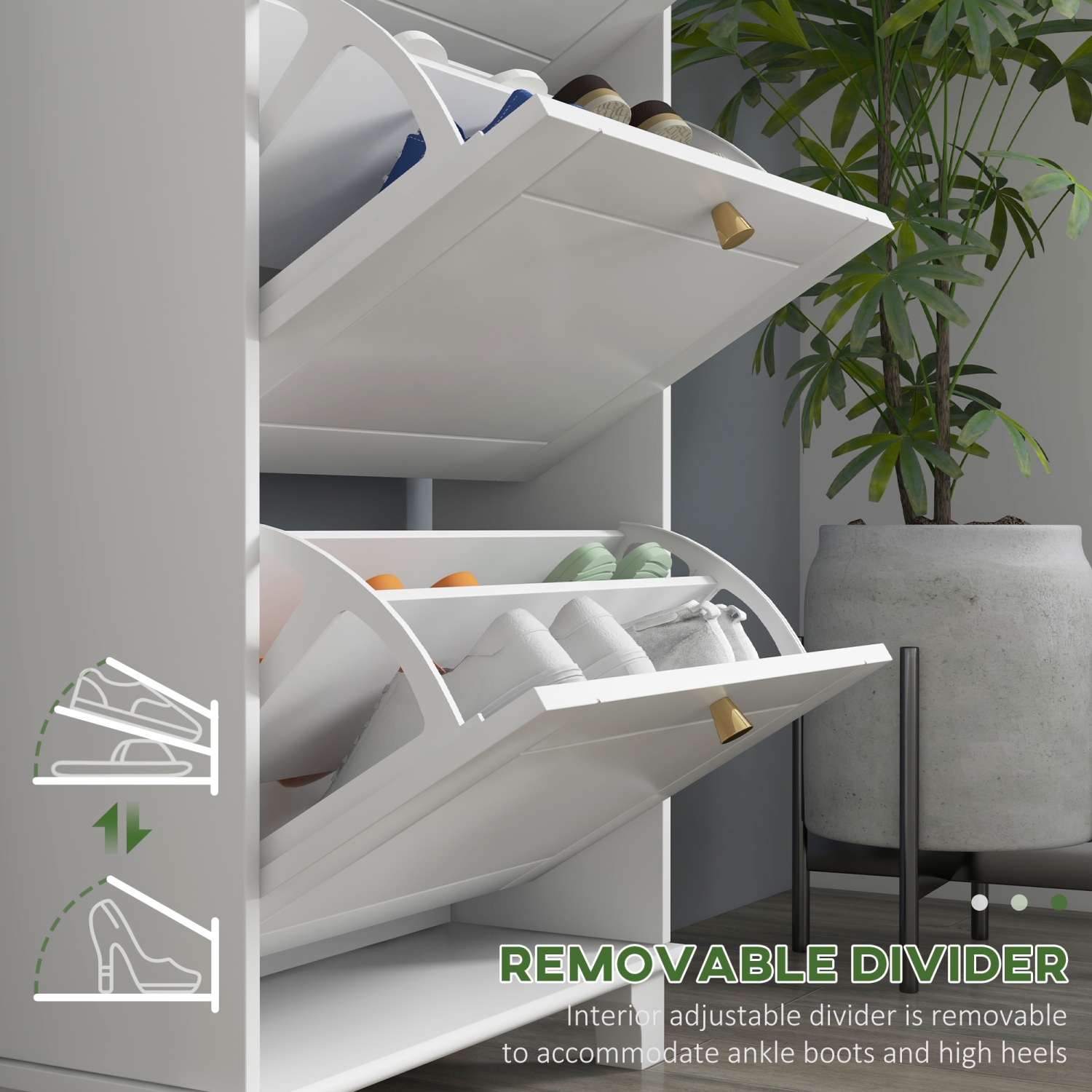 HOMCOM Narrow Shoe Cabinet with 3 Flip Drawers, Modern Shoe Storage Cabinet with Adjustable Shelves for Entryway, Hallway, Holds 12 Pairs of Shoes,