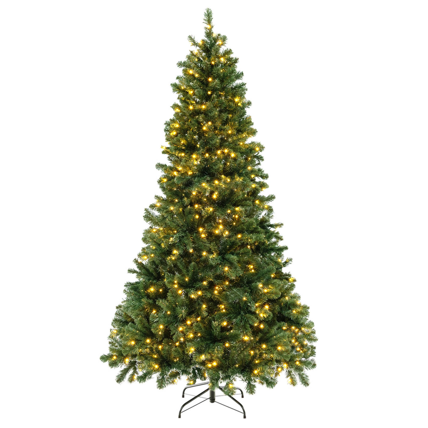Gymax 6/7/8 FT Pre-Lit Artificial Christmas Tree Hinged Xmas Tree w/ Branch Tips & LED Lights