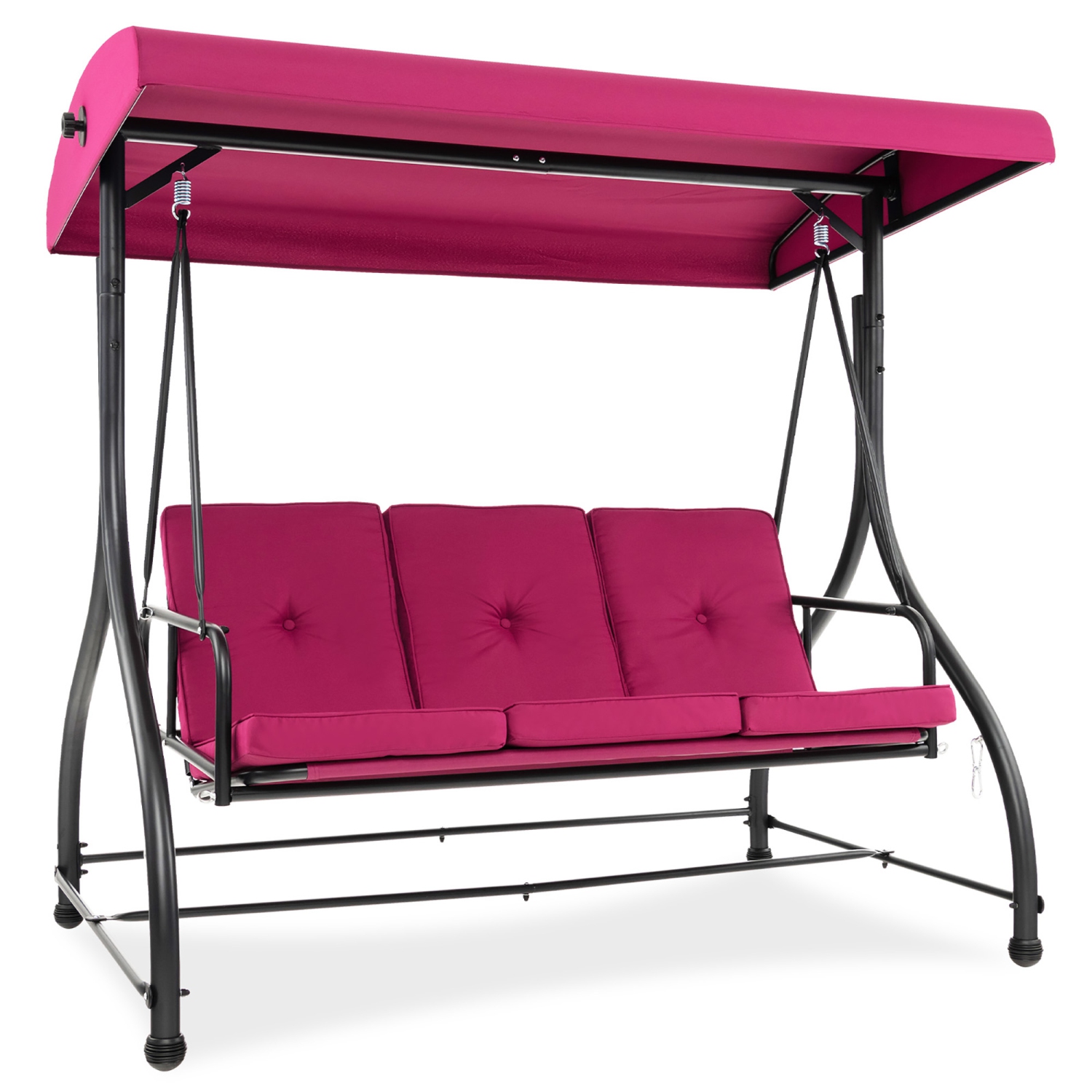 Gymax Converting Patio Swing Chair Porch Swing Bed w/Adjustable Canopy & Thickened Cushion