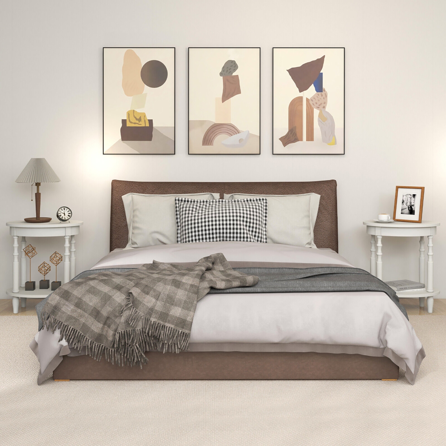 Gymax 2 PCS 2-Tier End Table Oval Compact Sofa Side Nightstand w/ Storage Shelf