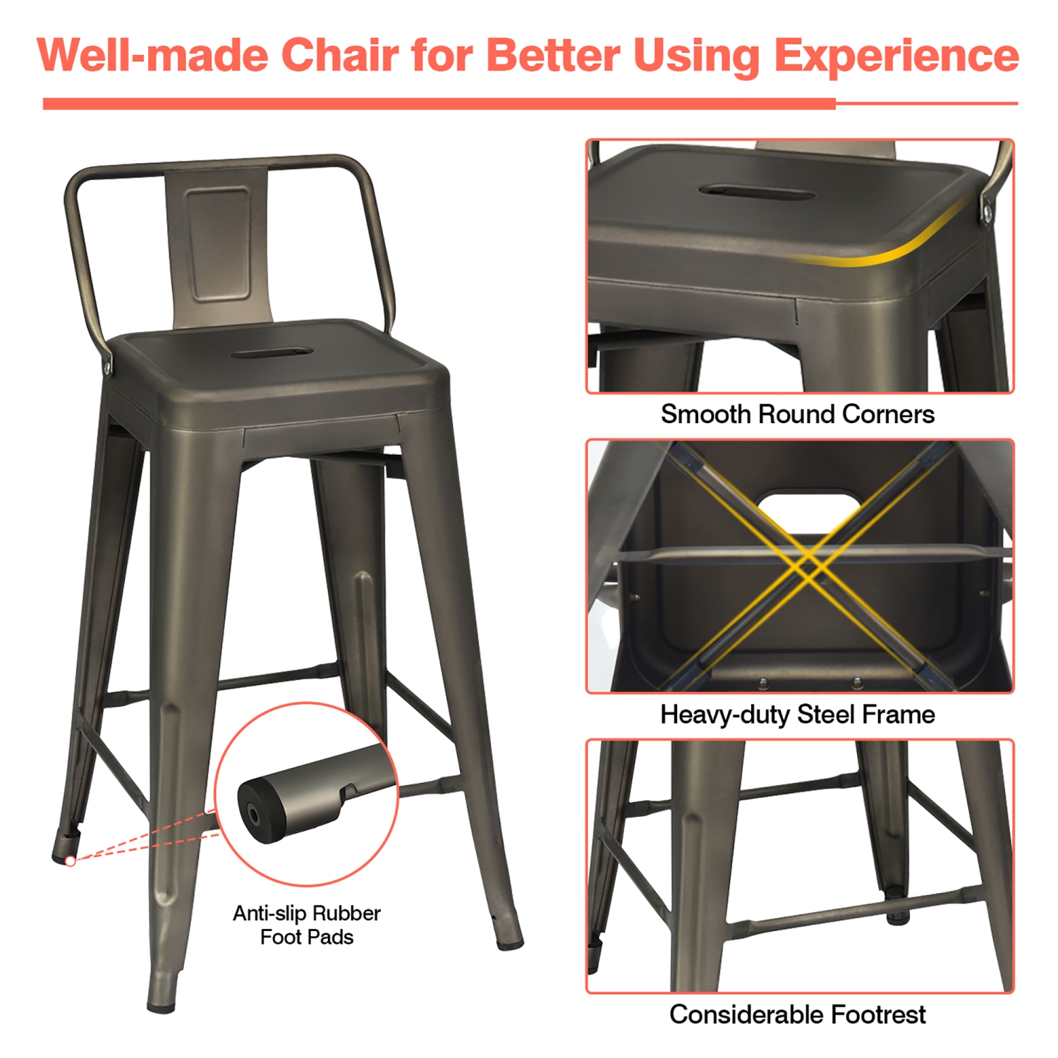 Gymax 5 Pieces Retro Kitchen Table & Chairs Set Rectangular Table Dining Set for Home Kitchen