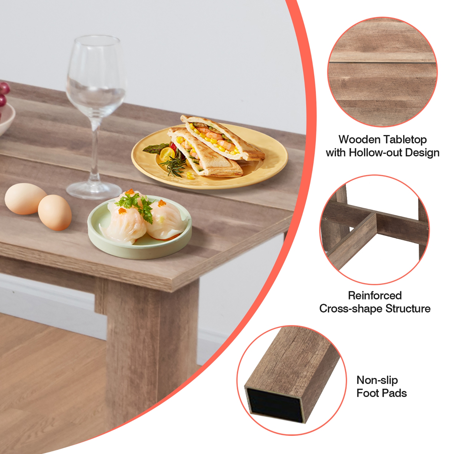 Gymax 5 Pieces Retro Kitchen Table & Chairs Set Rectangular Table Dining Set for Home Kitchen