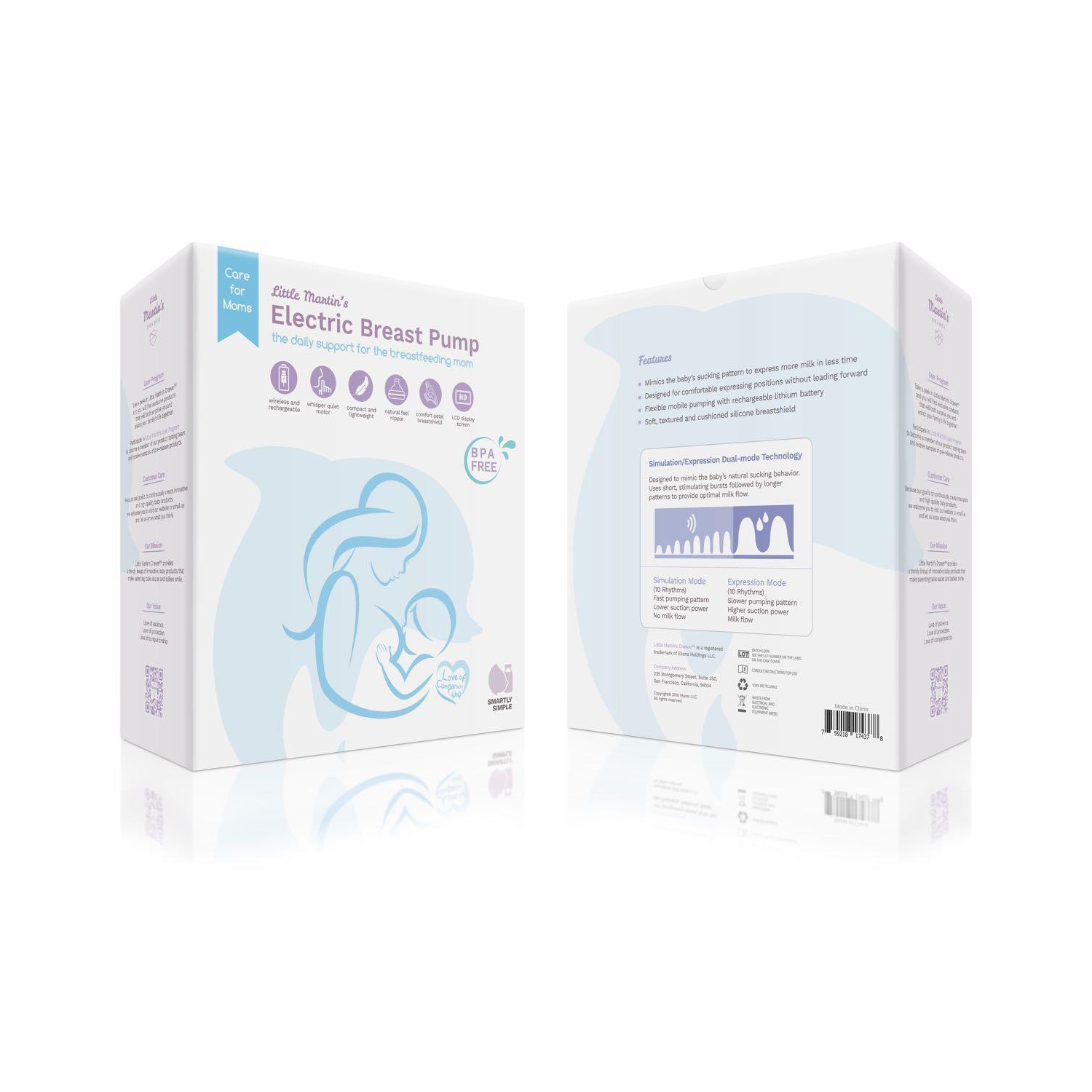 Tire-lait électrique Little Martin pour allaitement maternel, batterie rechargeable pour le voyage