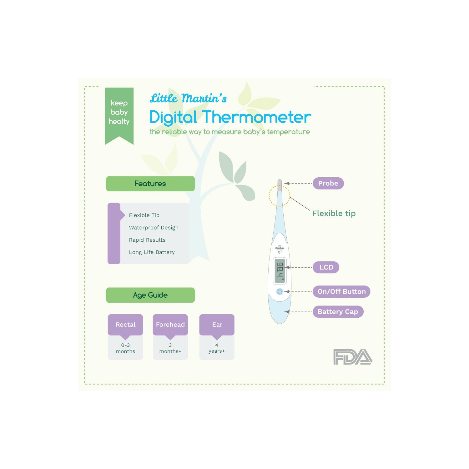 Little Martin's Digital Medical Thermometer for Oral Armpit & Rectal Temperature