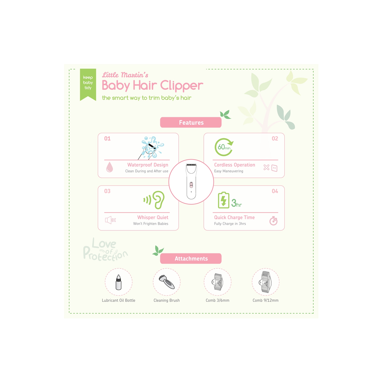 Tondeuse à cheveux pour bébé à tiroir de Little Martin