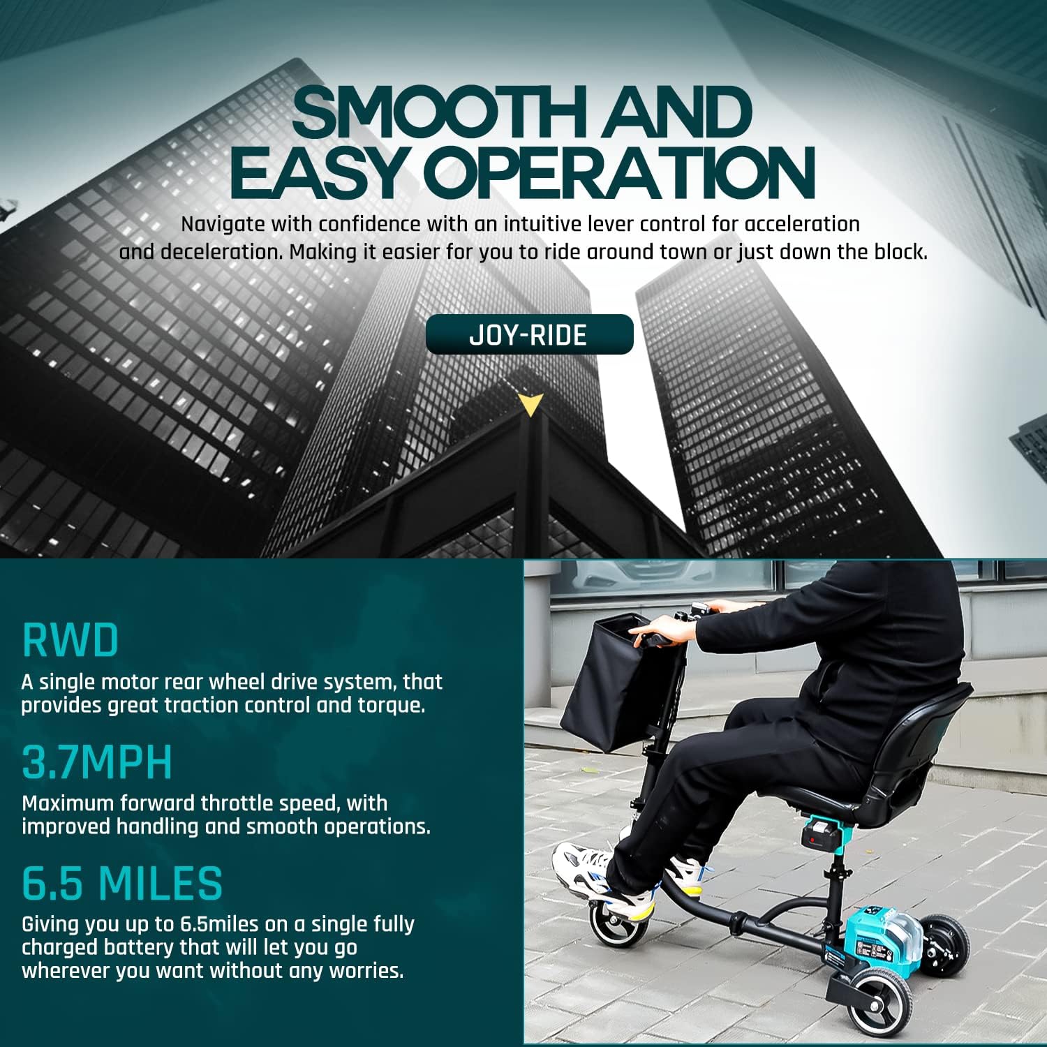 G 3-Wheel Electric Mobility Scooter: Ultra-Compact, Lightweight, Long-Range with Detachable 48V Battery, 125kg Max Load