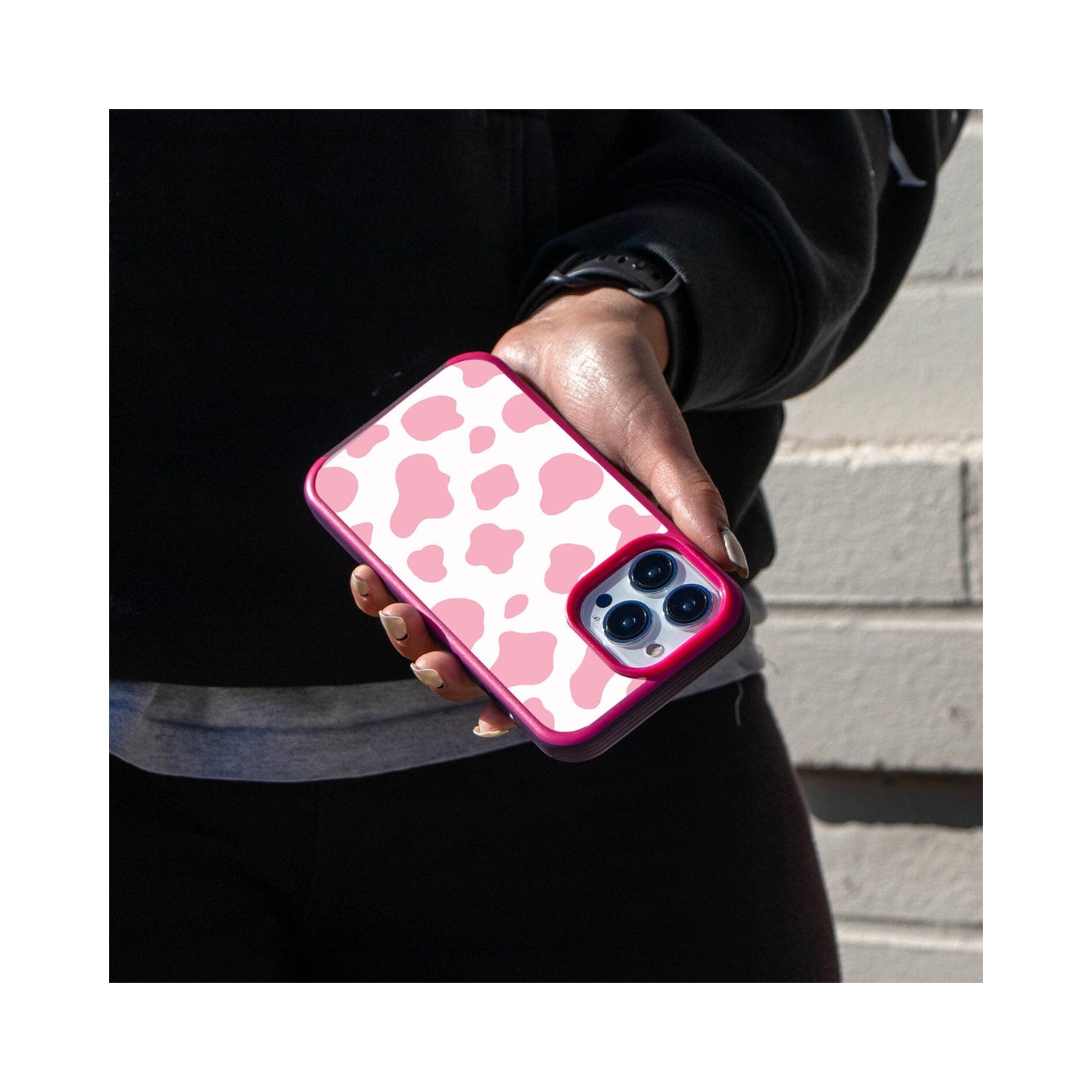 MagSafe iPhone 13 Pro Max Pink Cow Print Case