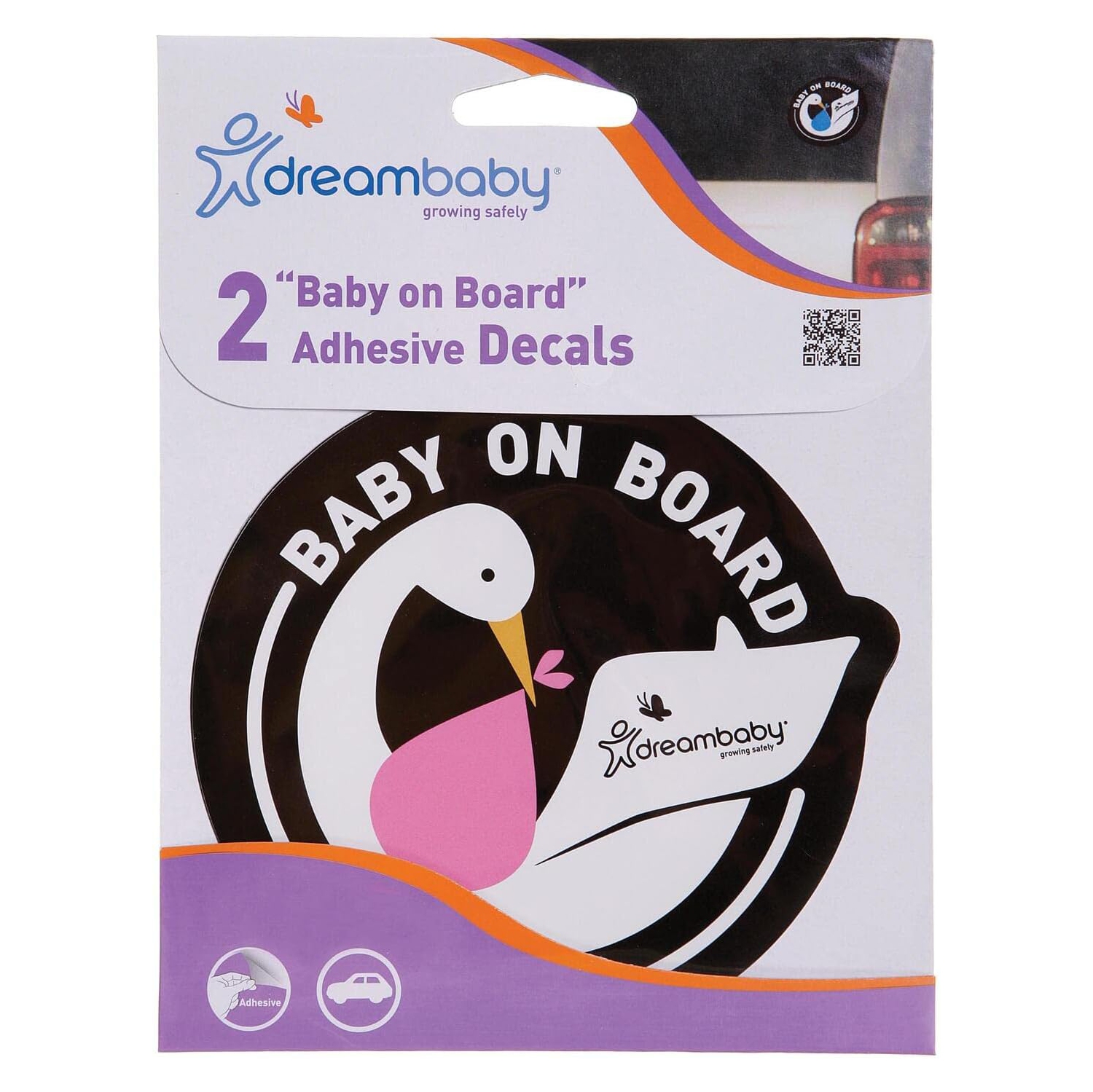 Crochet adhésif Baby on Board de Dreambaby, rose, 2 unités