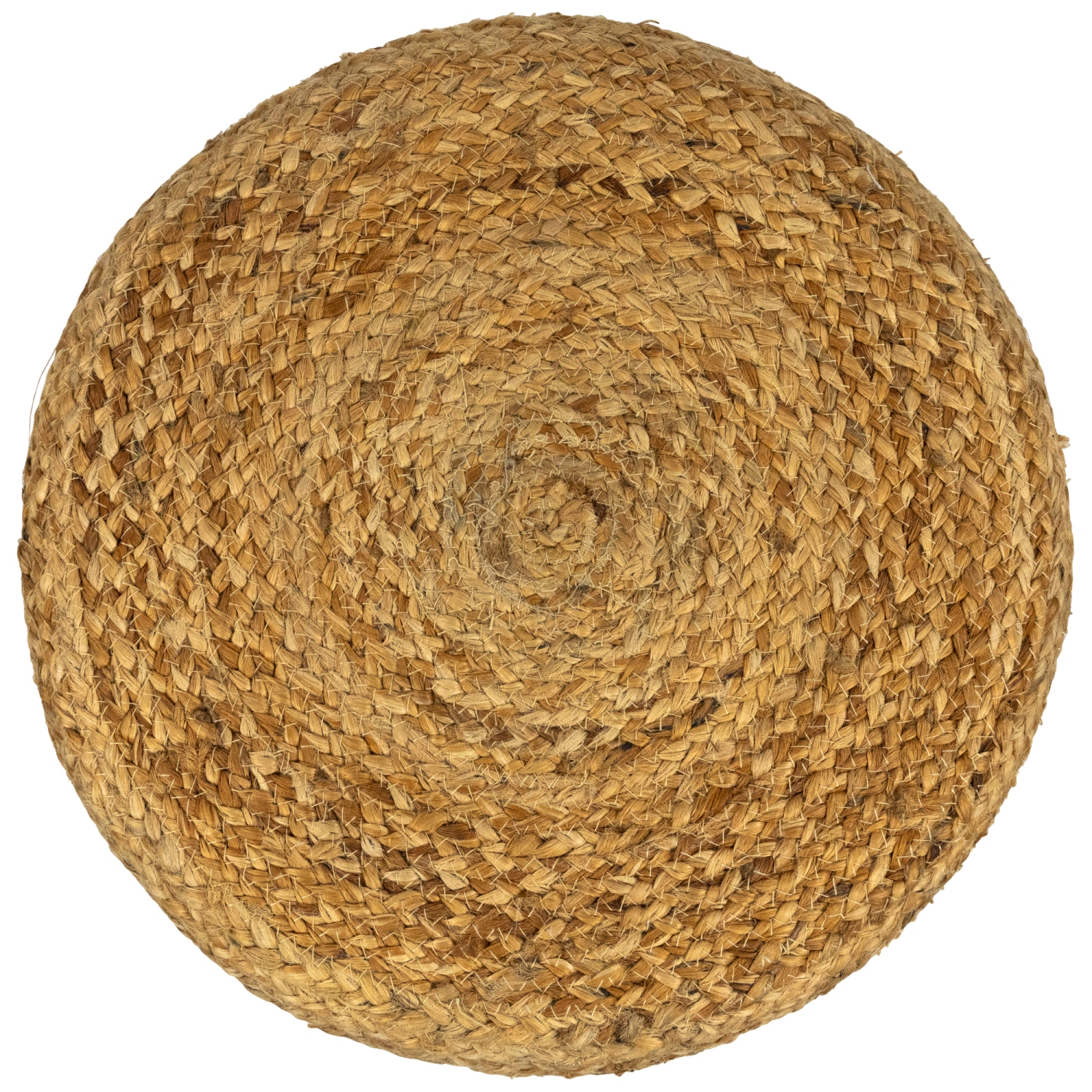 15" Beige Braided Jute and Wood Handmade Three Legged Foot Stool