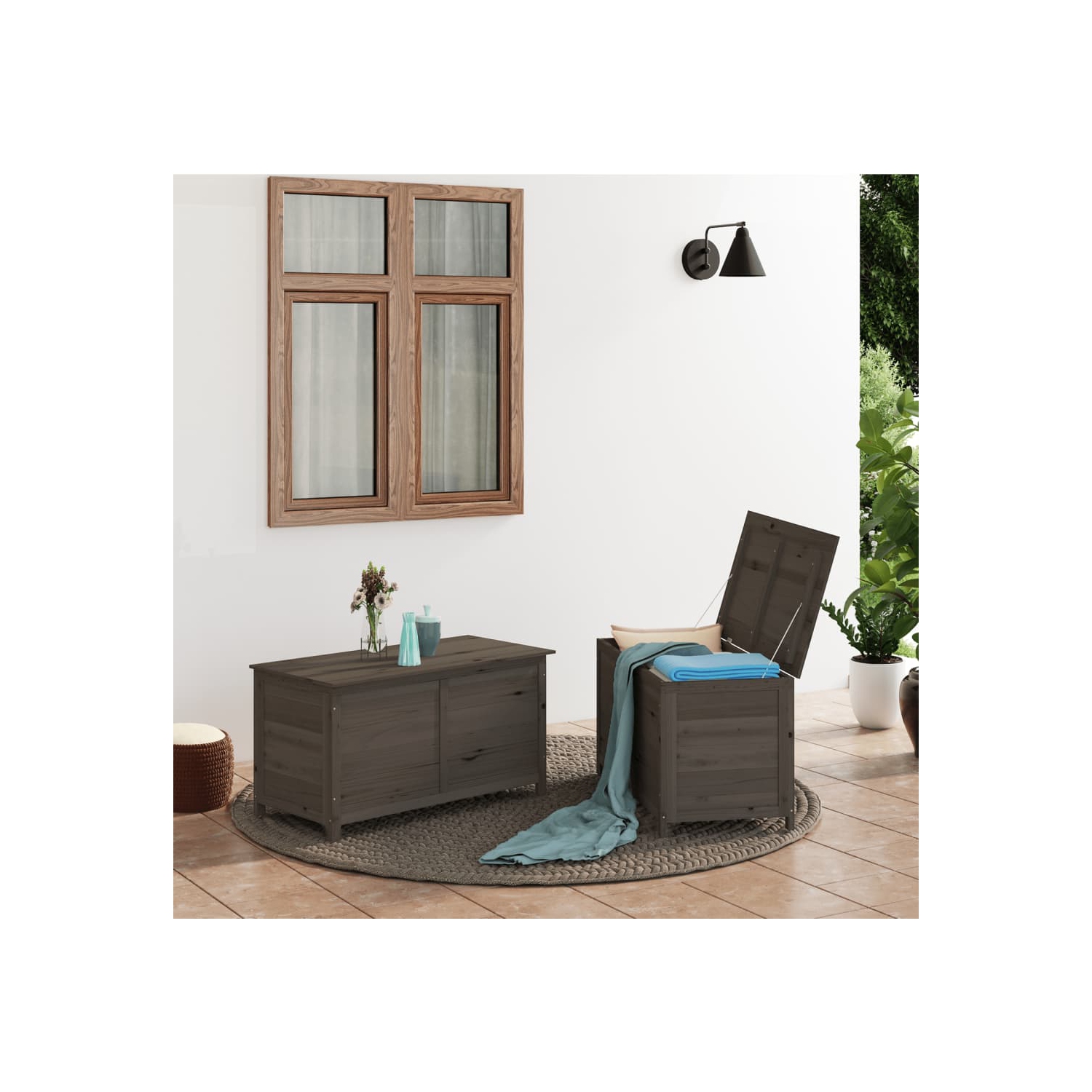 vidaXL Outdoor Cushion Box Anthracite 100x50x56 cm Solid Wood Fir