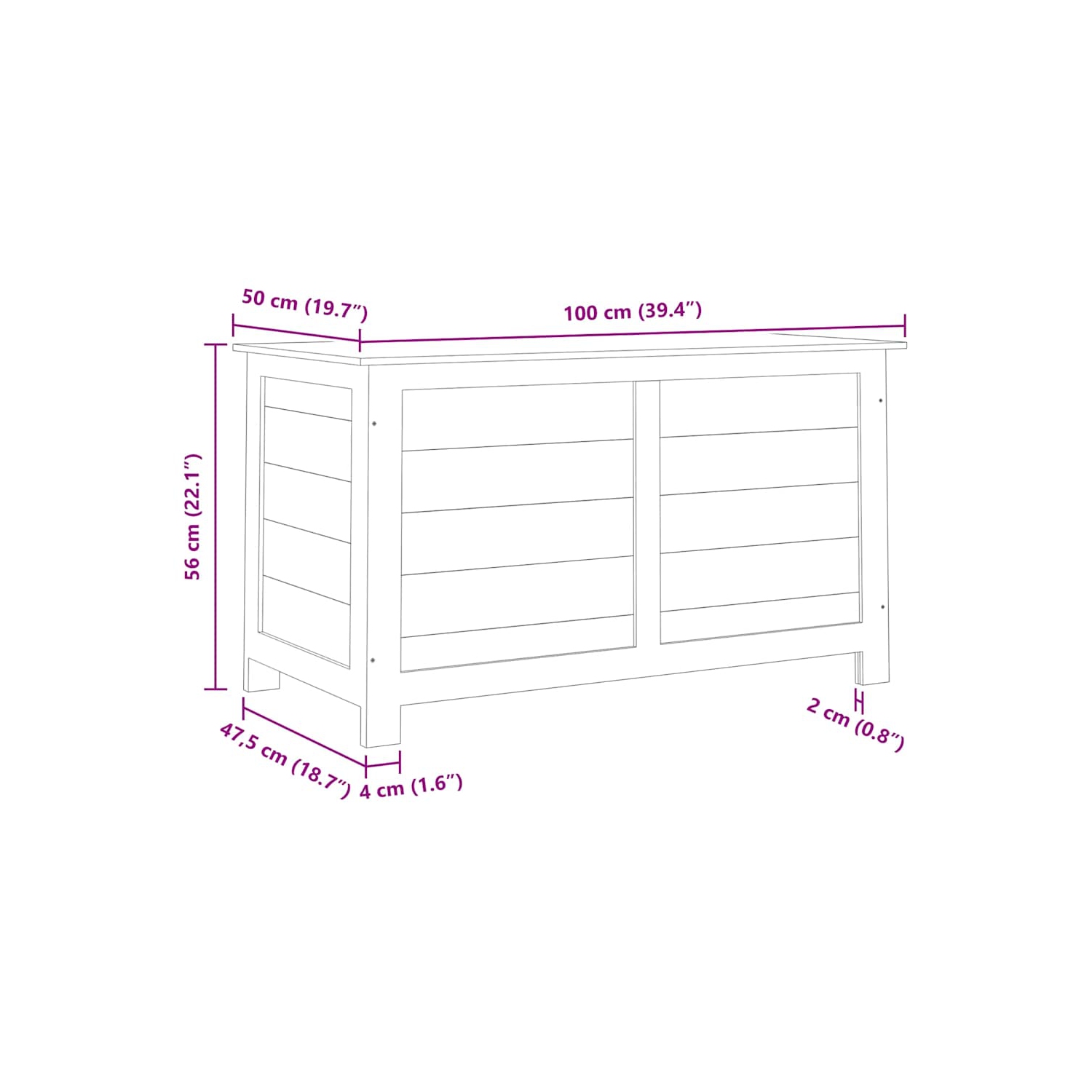vidaXL Outdoor Cushion Box Anthracite 100x50x56 cm Solid Wood Fir