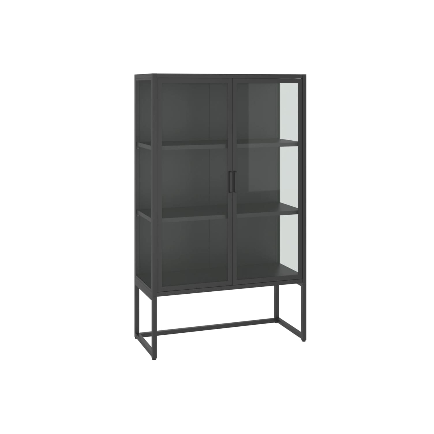 vidaXL Highboard Anthracite 80x35x135 cm Steel and Tempered Glass