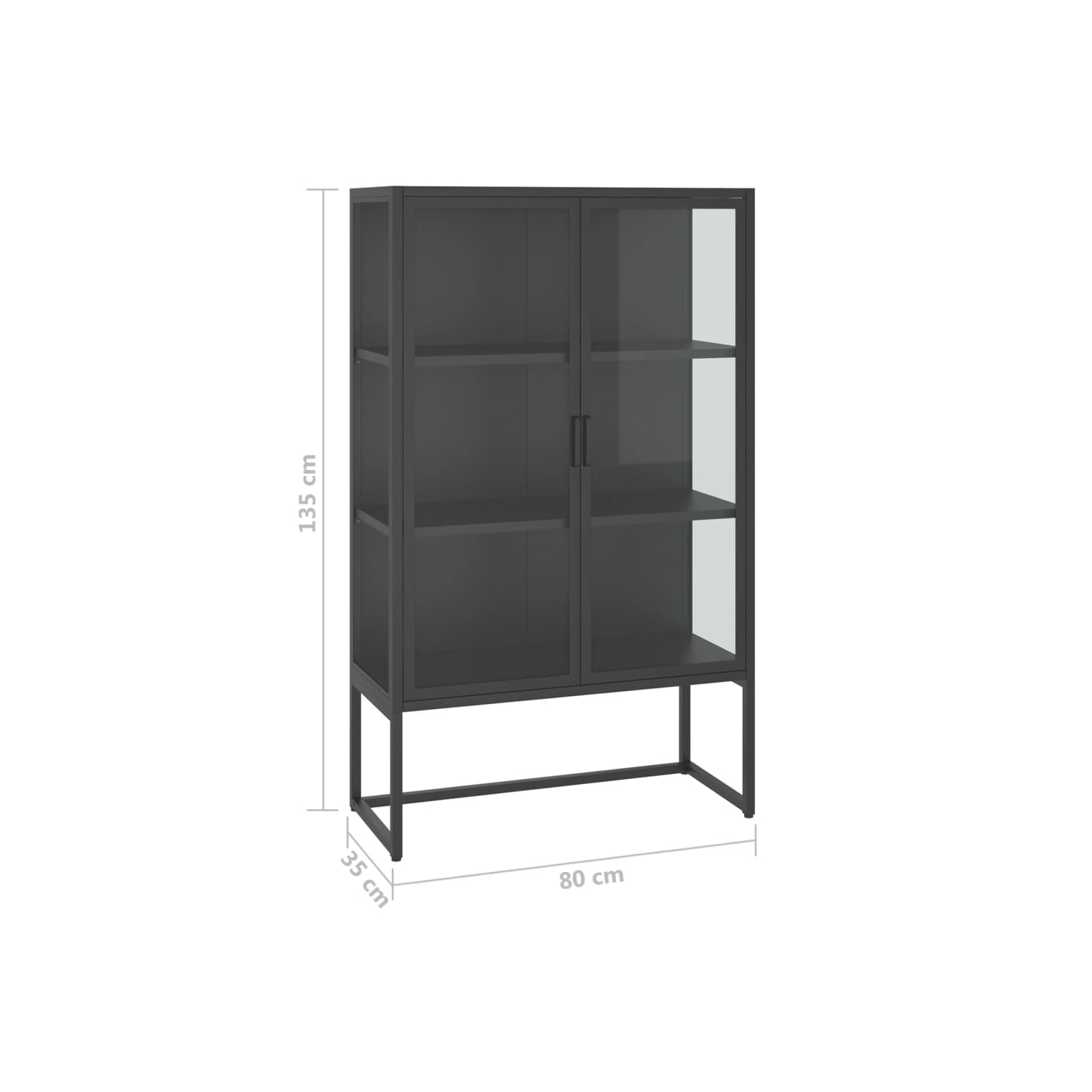 vidaXL Highboard Anthracite 80x35x135 cm Steel and Tempered Glass