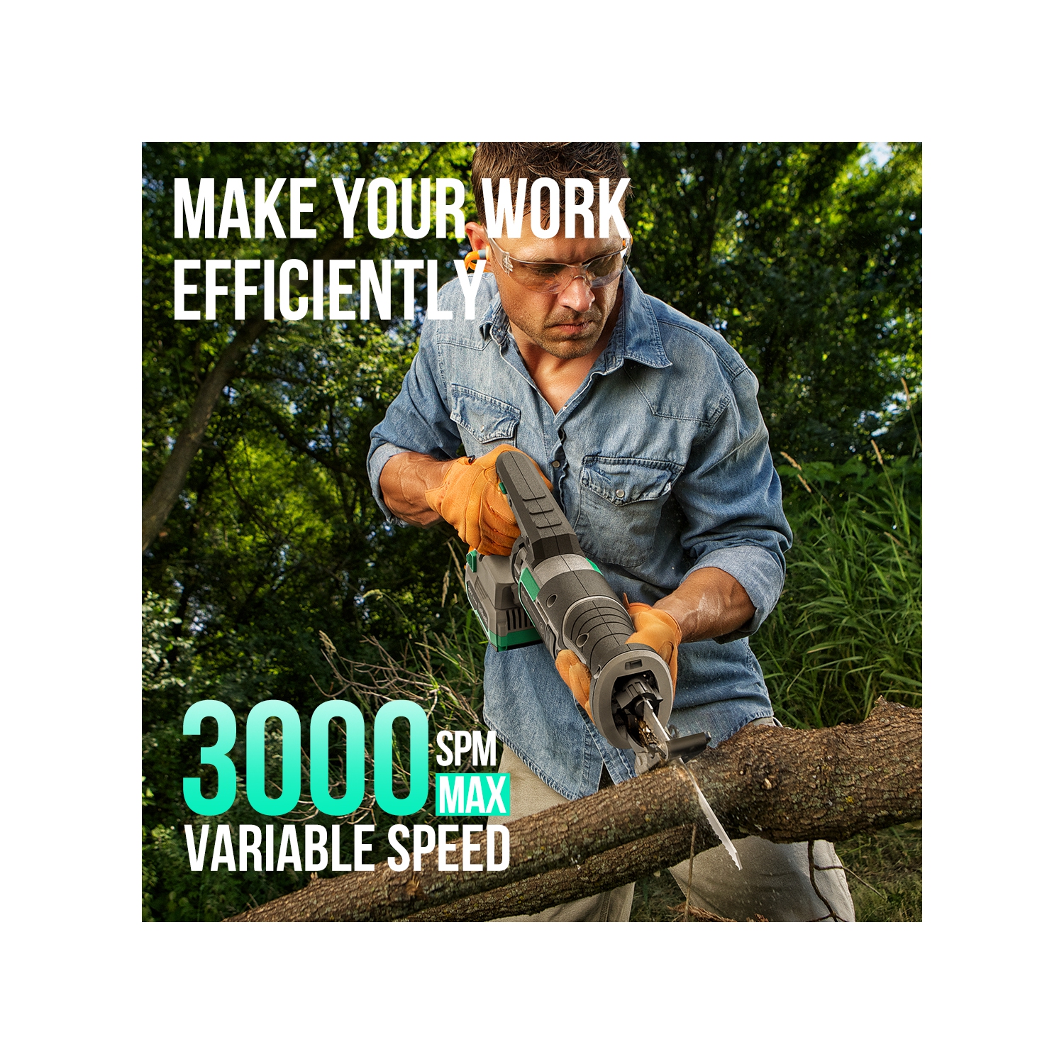 Litheli Reciprocating Saw Cordless, Powerful Hand Saw Kit with 20V 4.0 Ah Battery & Fast Charger, 0-3000 SPM