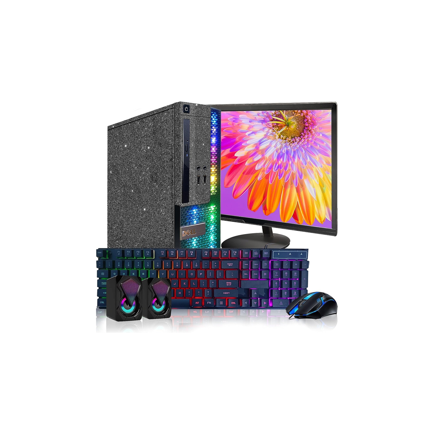 Dell RGB Treasure Box Black Gaming PC, Intel Core I5 up to 3.6GHz, RX 550 4G, 16GB, 512G SSD, New 22" FHD LED, RGB KB&MS&Speaker, 600M WiFi&BT 5.0, W10P64 - Refurbished Excellent