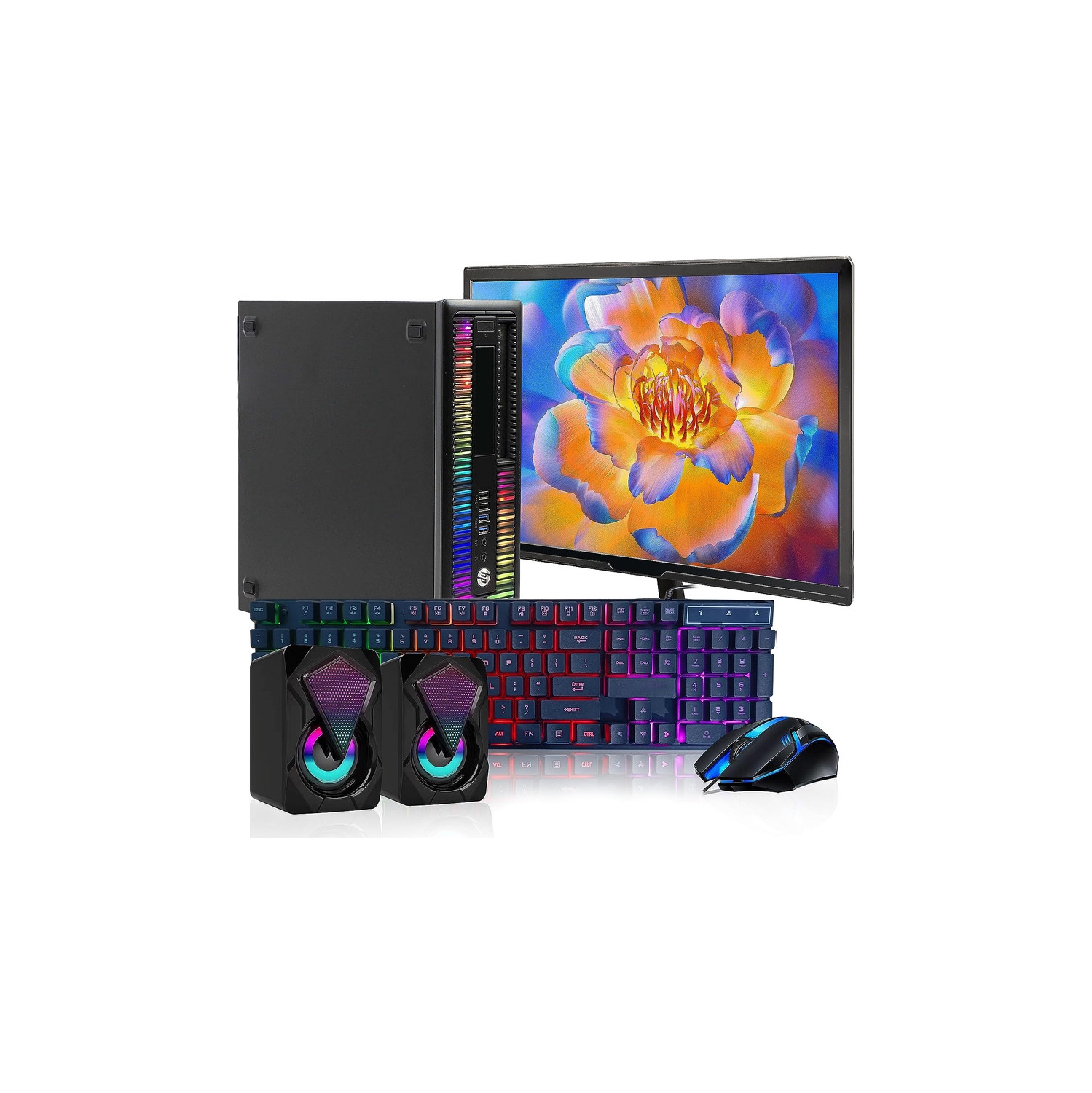 HP RGB Gaming PC, Intel Core I5-6500 up to 3.6GHz, GeForce GTX 750 Ti 4G, 16GB, 512G SSD, New 22" FHD LED, RGB KB&MS&Speaker, 600M WiFi, W10P64 - Refurbished Excellent