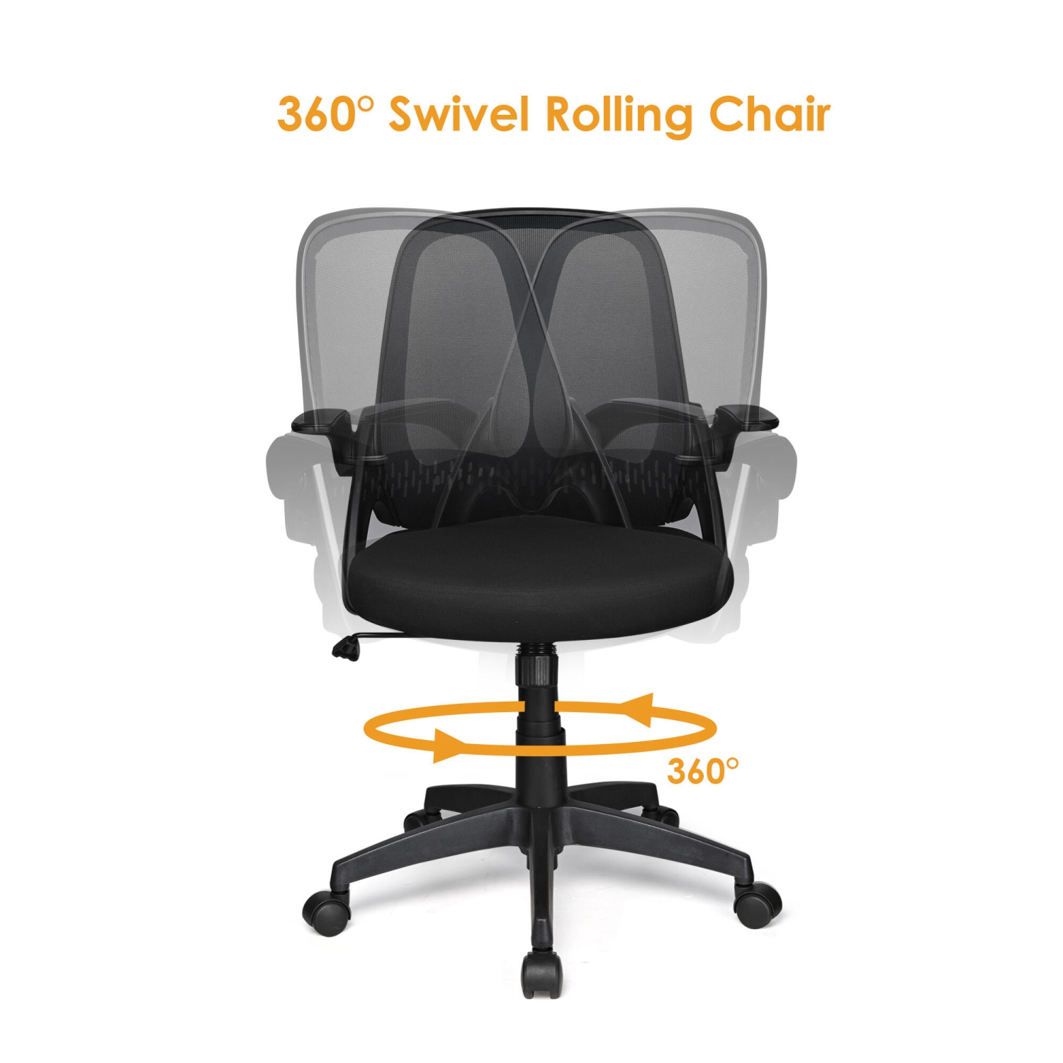 Office Chair with Flip-up Armrests, Swivel Desk Chair Task Chair for Home Conference Room, Black