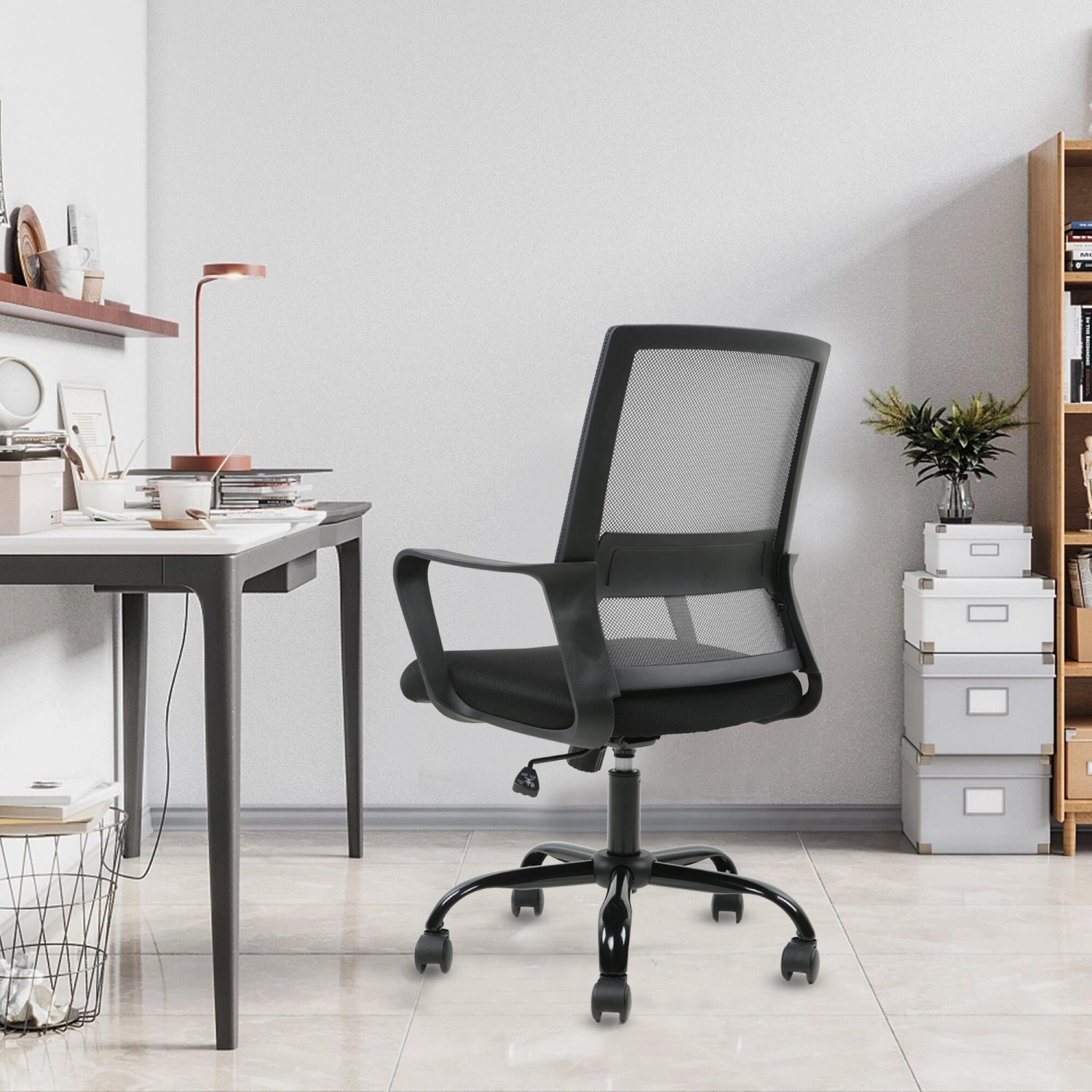 Height Adjustable Office Chair, Ergonomic Mid-Back Task Chair Computer Desk Chair Hold up to 250lbs, Grey