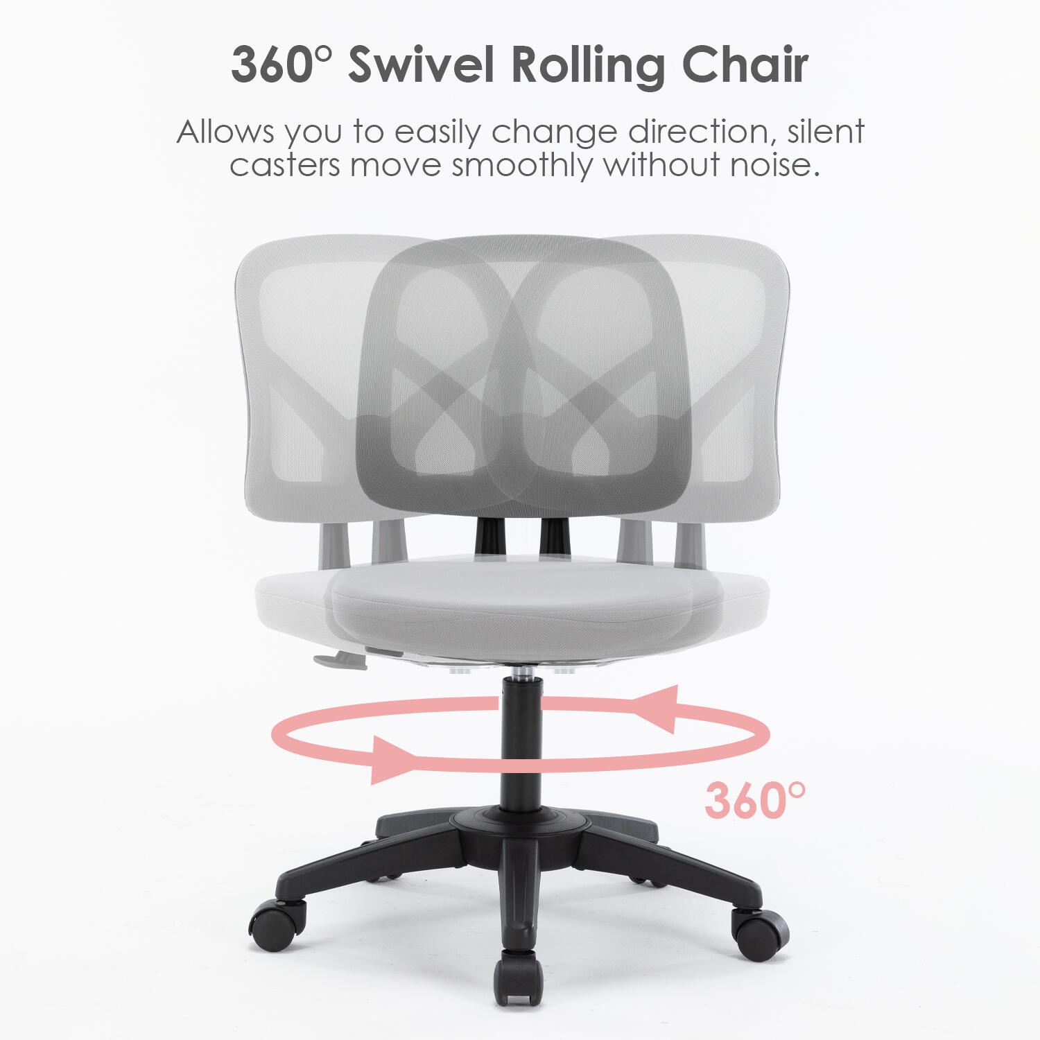 Ergonomic Home Office Chair up to 250lbs ,Computer Chair Desk Chair Height Adjustable Task Chair with 360-Degree Swivel Casters