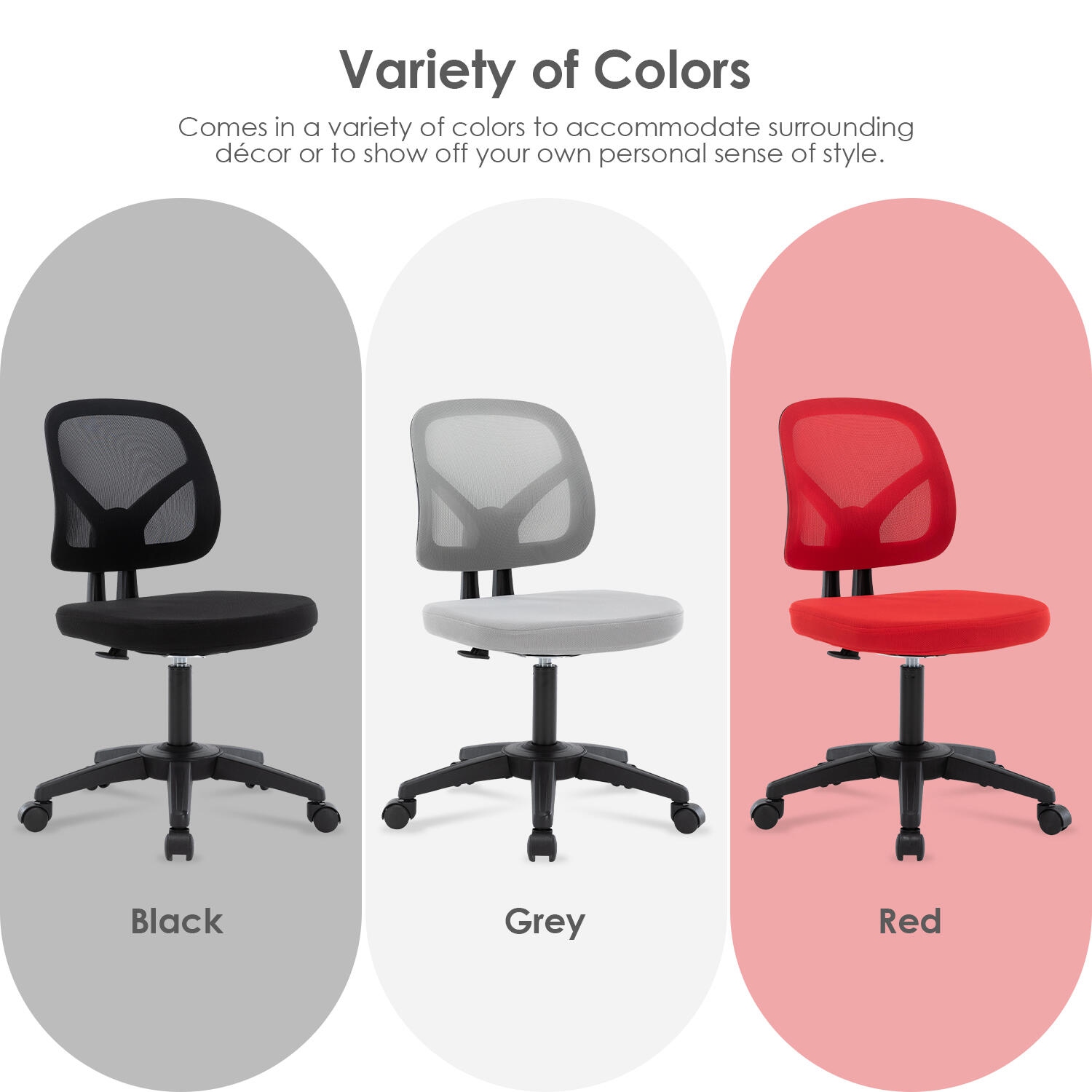 Chaise de bureau à dossier bas, chaise de bureau d’ordinateur à hauteur réglable avec roulettes pivotantes et support jusqu’à 250&nbsp;lb