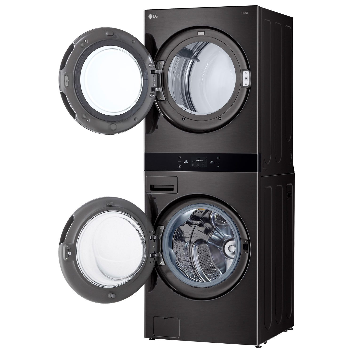 LG WashTower 5.8 Cu. Ft. Electric Washer & 7.4 Cu. Ft. Dryer Combo - Black Stainless