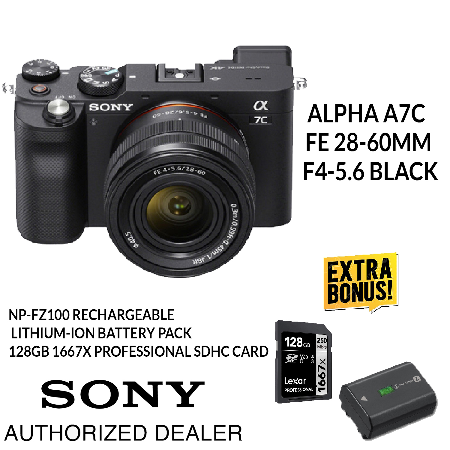 Sony Alpha a7C FE 28-60mm F4-5.6 Black Bonus: Card & Battery