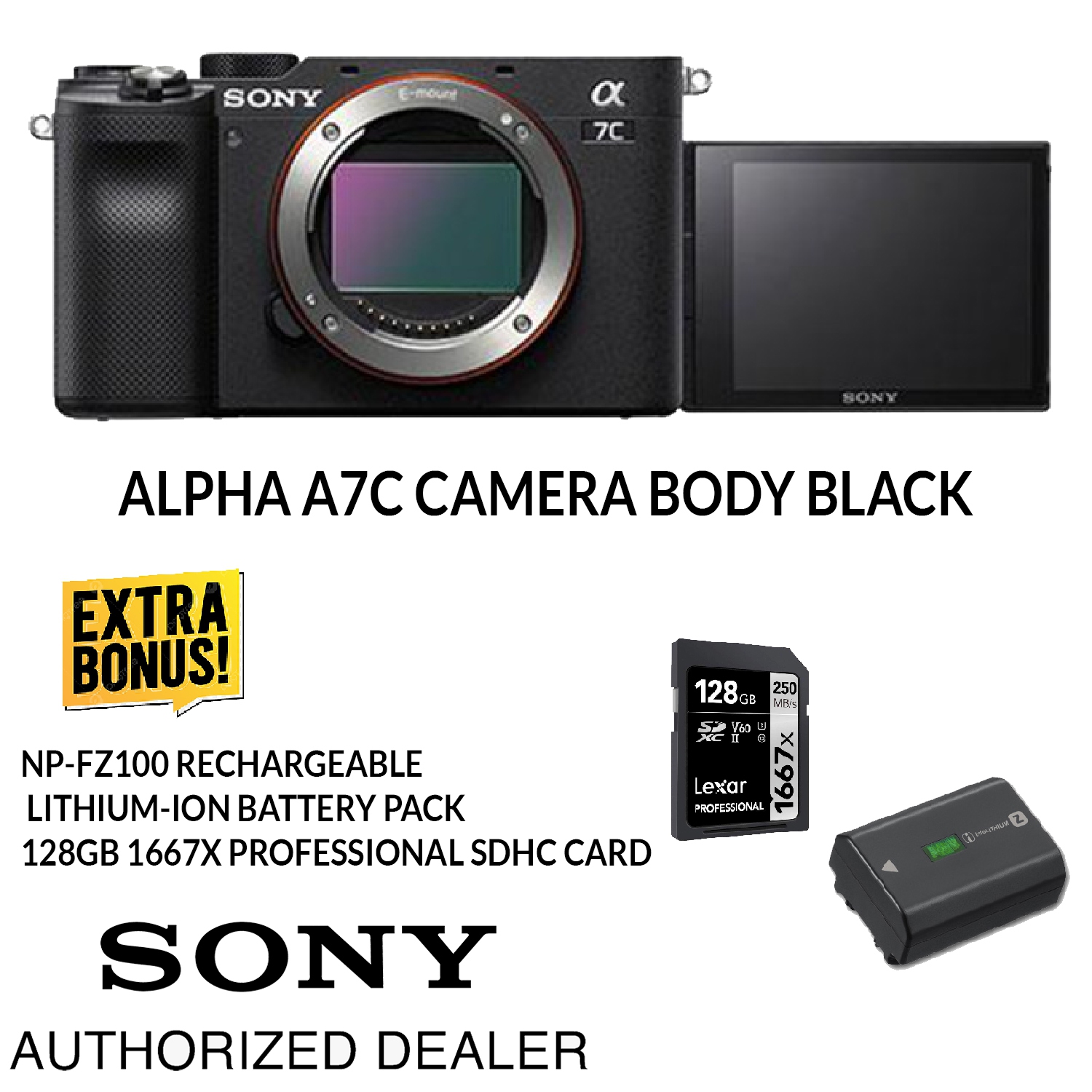 Sony Alpha a7C Camera Body Black BONUS Card and Battery