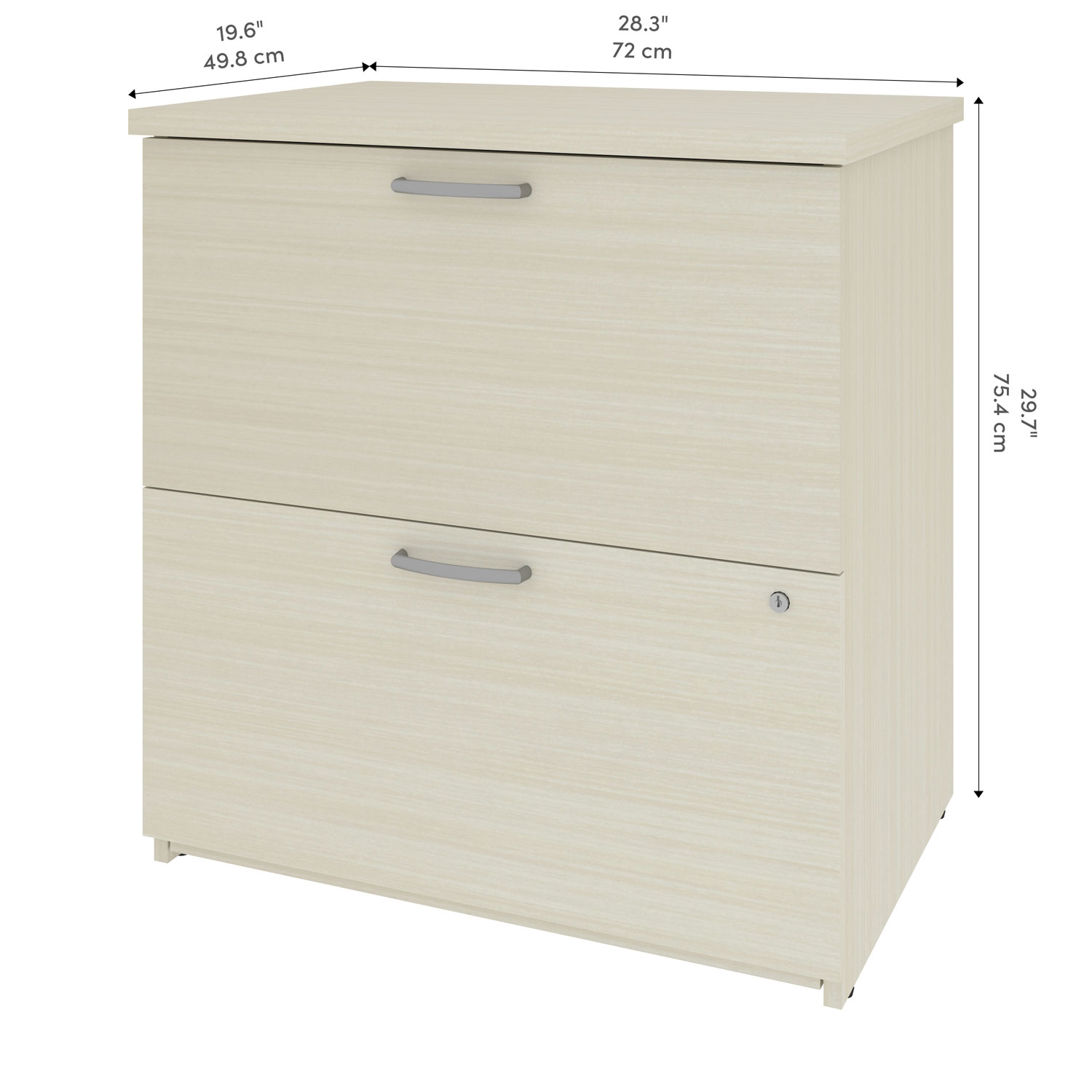 Classeur verrouillable à 2 tiroirs de 29 po de largeur Universel - Érable gris moyen