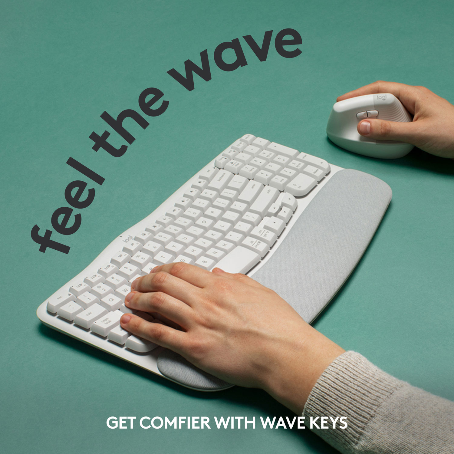 Logitech Wave Keys Wireless Ergonomic Keyboard - Off-White