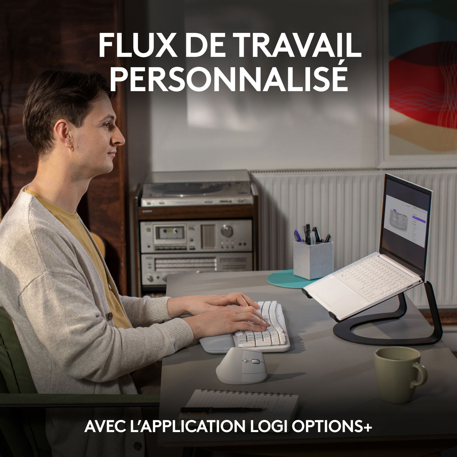 Logitech Wave Keys Wireless Ergonomic Keyboard - Off-White