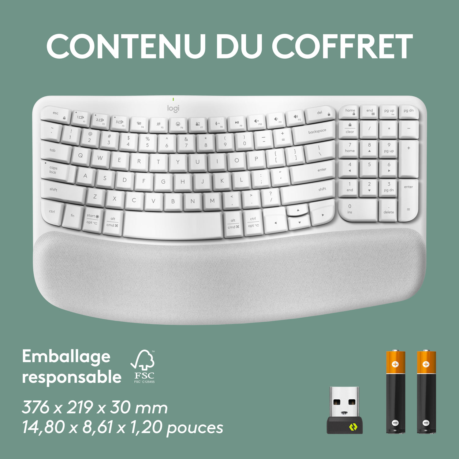 Logitech Wave Keys Wireless Ergonomic Keyboard - Off-White