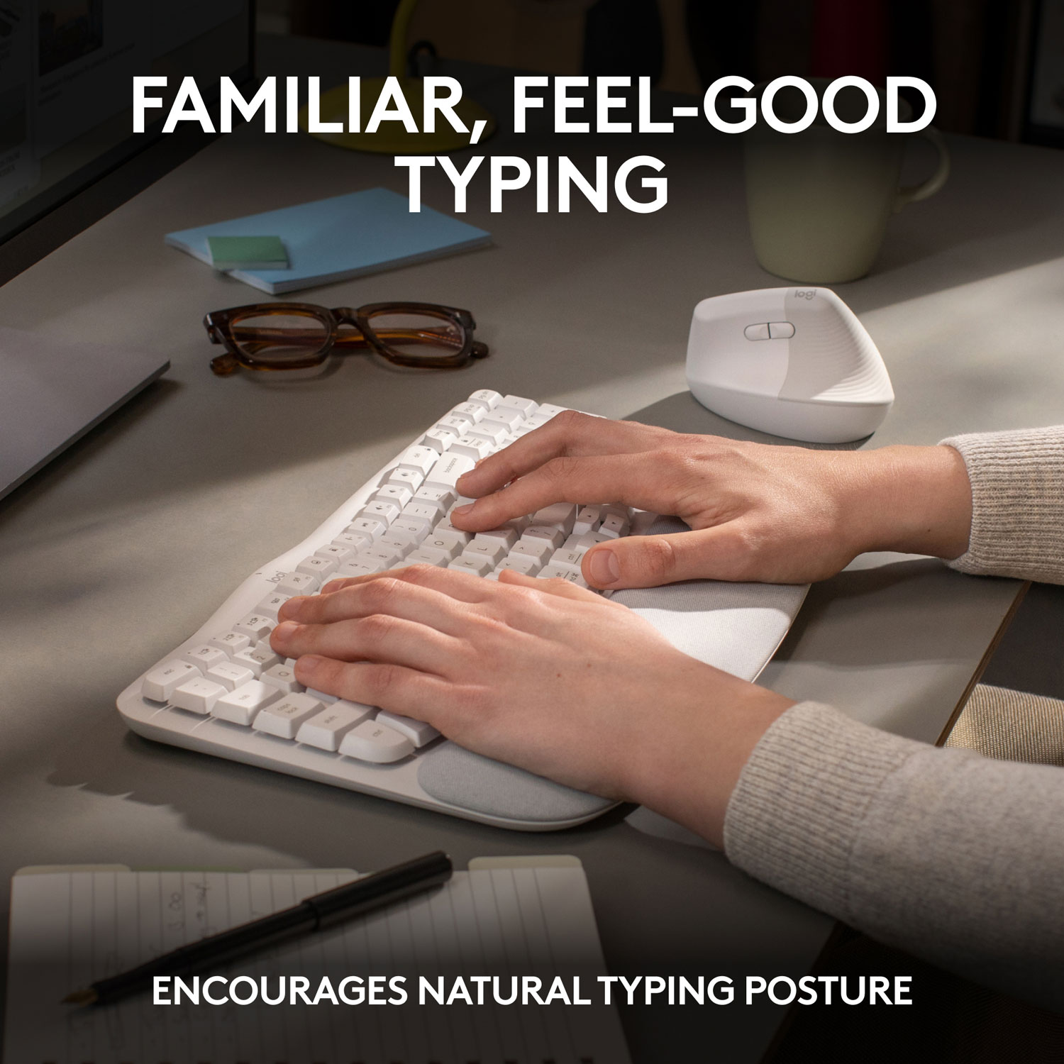 Logitech Wave Keys Wireless Ergonomic Keyboard - Off-White