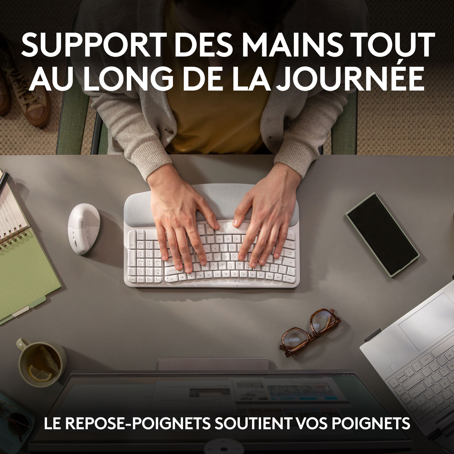 Logitech Wave Keys Wireless Ergonomic Keyboard - Off-White