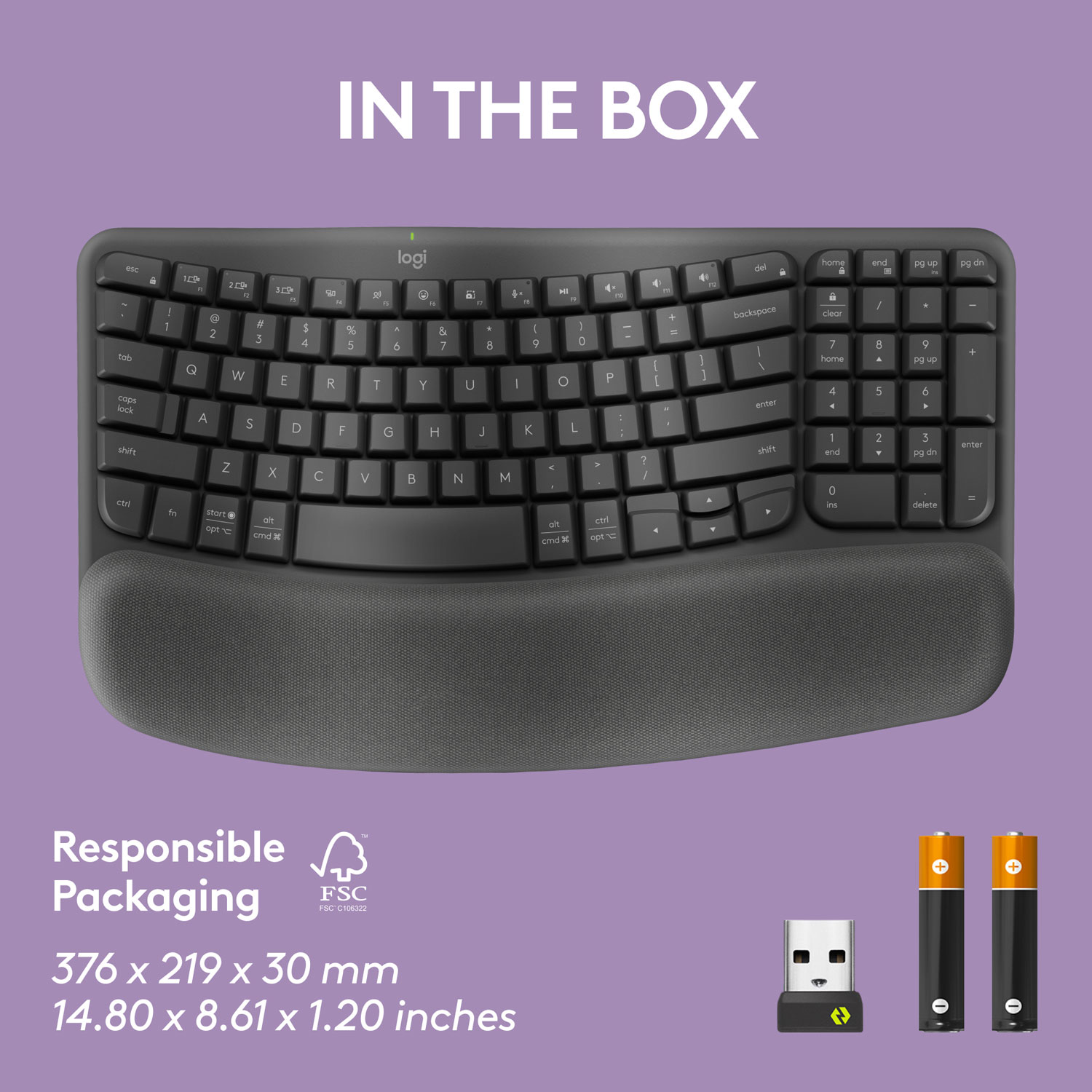 Clavier ergonomique sans fil Wave Keys de Logitech - Graphite