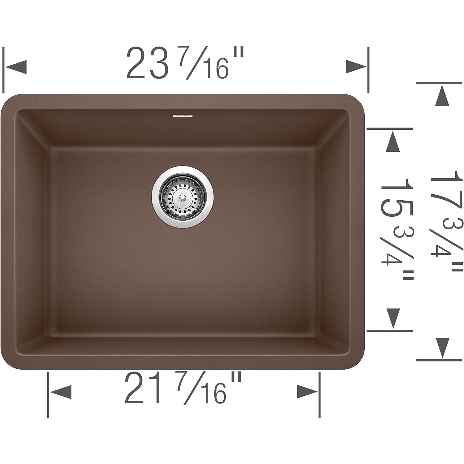 BLANCO 522418 Precis 24" Single Bowl-Caf Brown Sink, 23.44" L X 17.75" W for 27" Cabinet