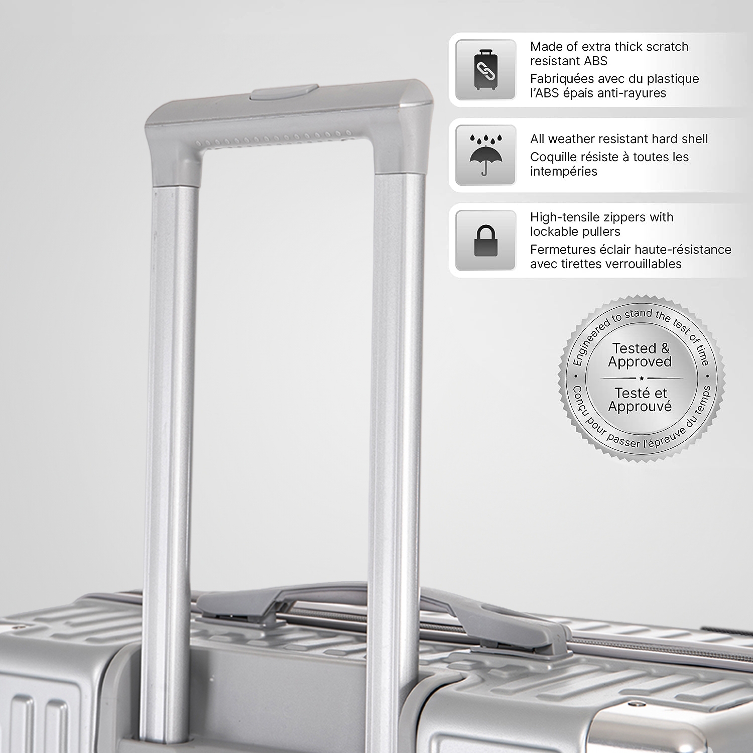 WINGOMART 2-Piece Luggage Set Lightweight Durable PC+ABS Hardshell, Double Spinner Wheels, TSA Lock - 20in & 28in - Silver