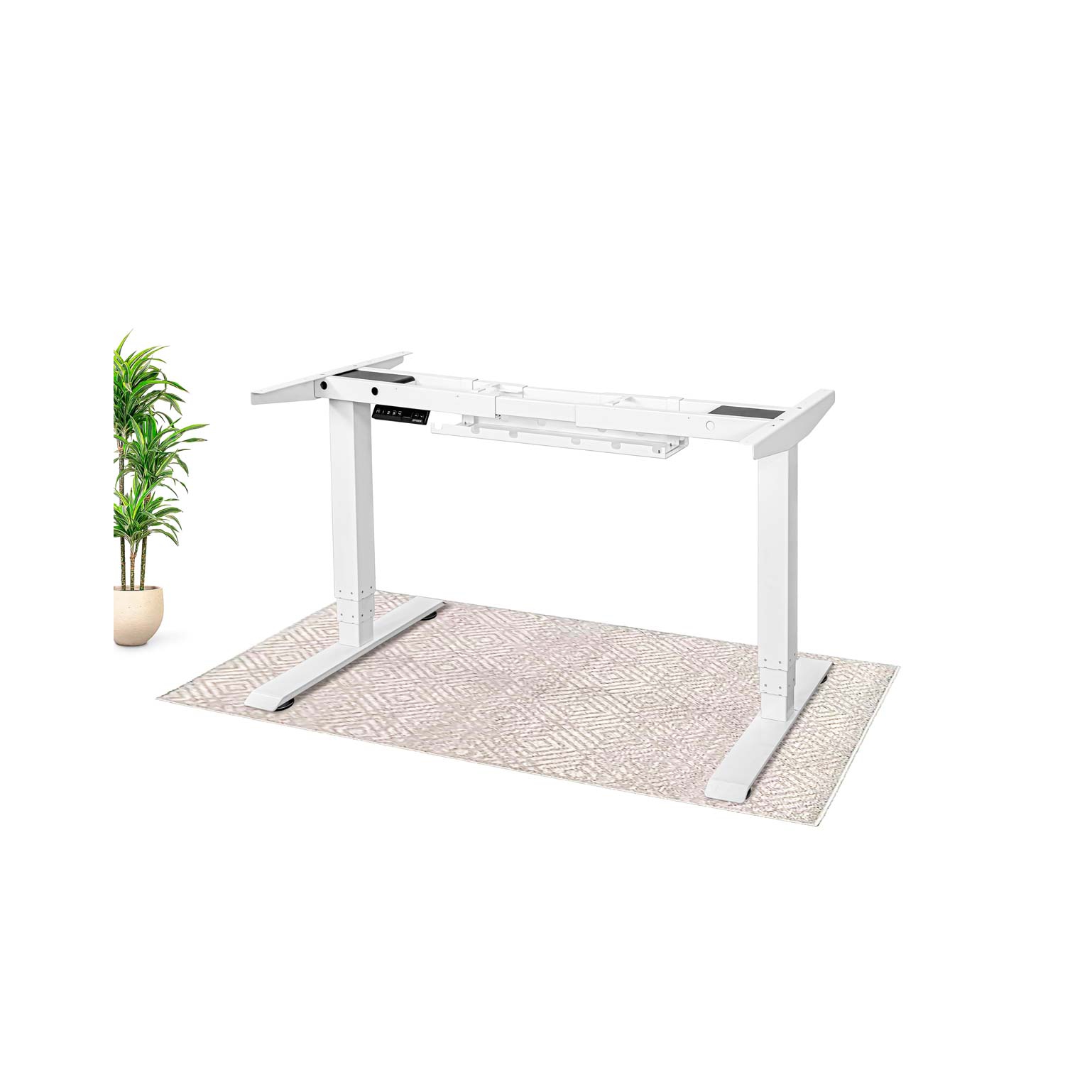EFFYDESK BUSINESS BUNDLE: Height Adjustable Computer Standing Desk Small Oak White on Business White Frame + KaiChair Adjustable Ergonomic Office