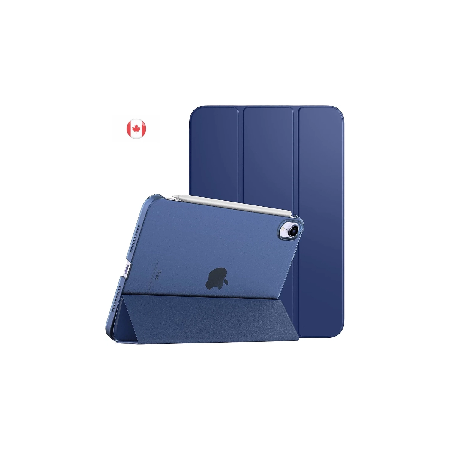 Étui iPad pour Mini 6 - Bleu marine, Touch ID et recharge crayon, couvercle arrière mince translucide