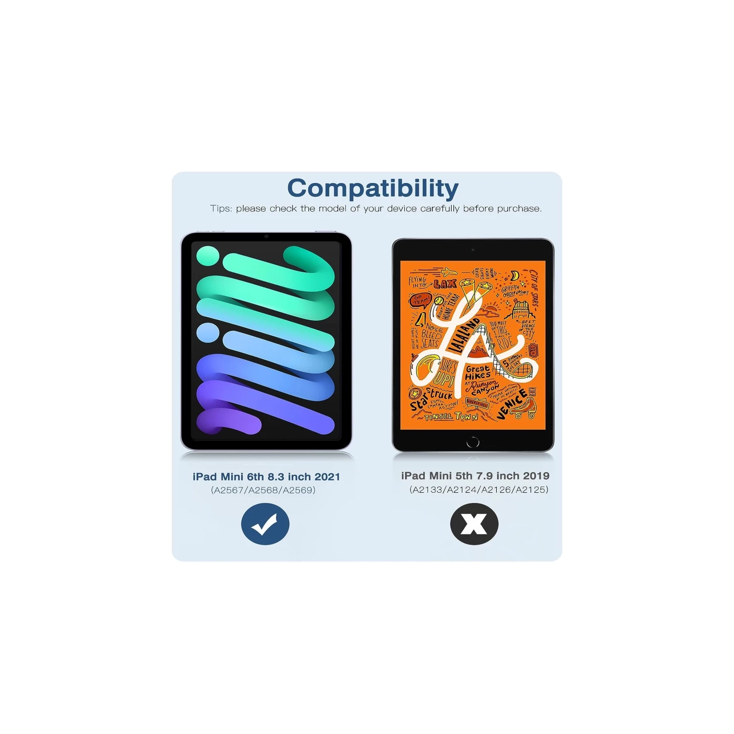 Étui iPad pour Mini 6 - Bleu marine, Touch ID et recharge crayon, couvercle arrière mince translucide