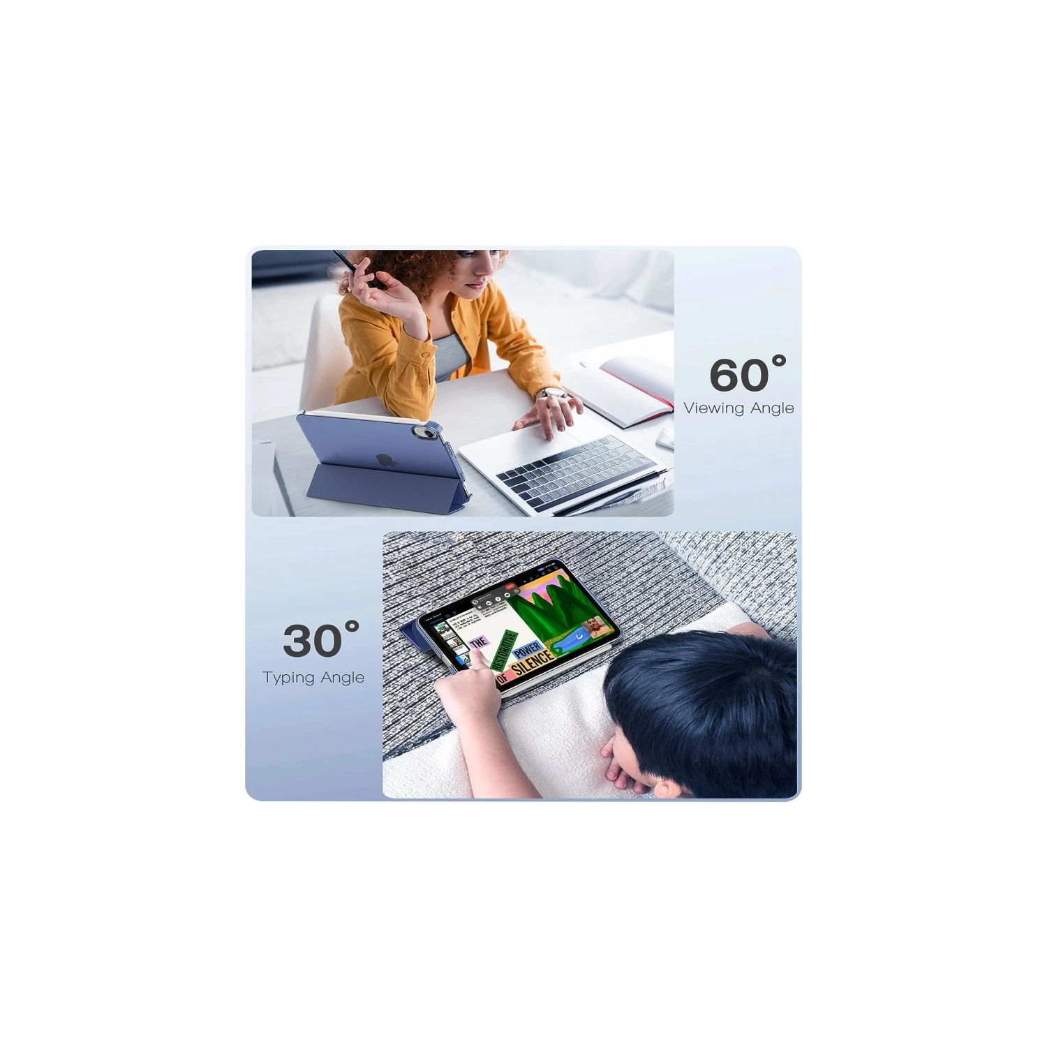 Étui iPad pour Mini 6 - Bleu marine, Touch ID et recharge crayon, couvercle arrière mince translucide