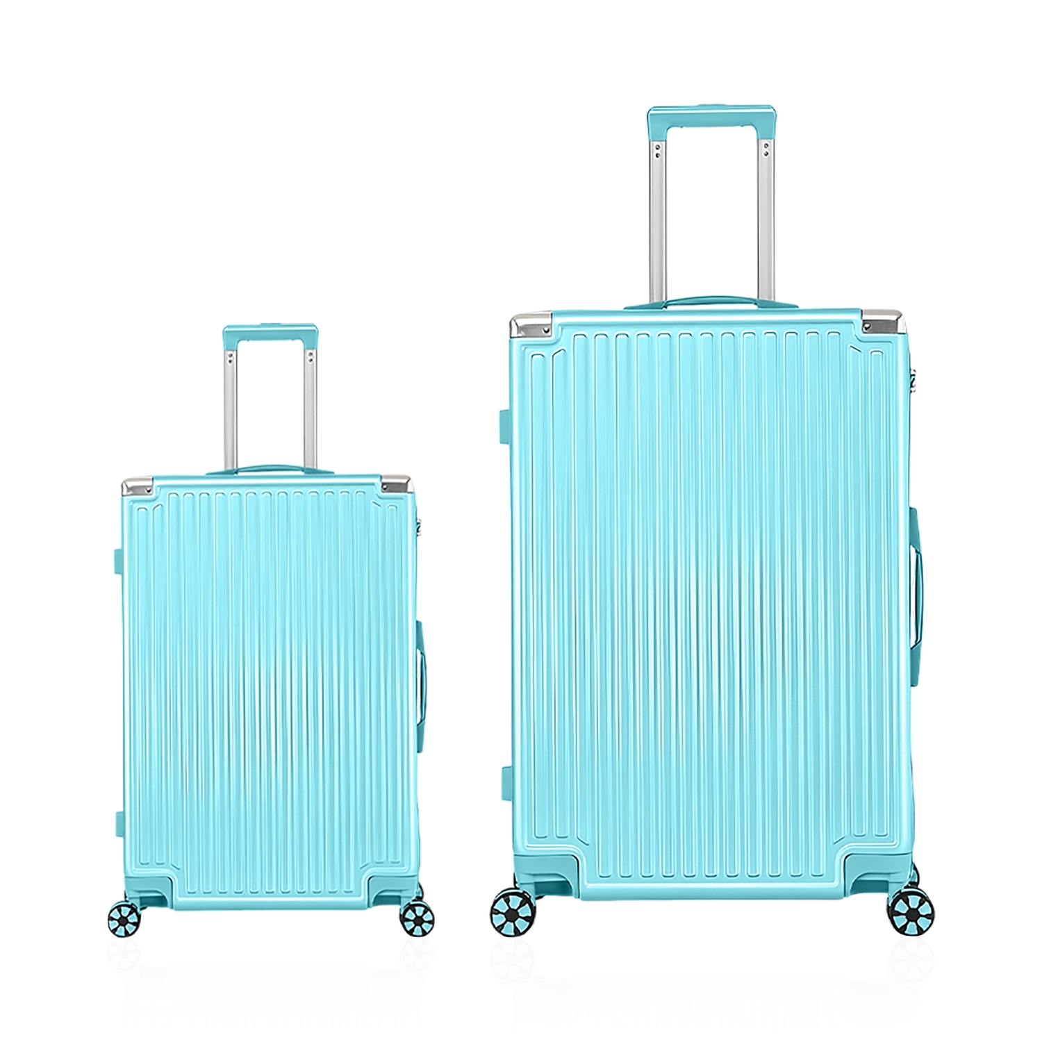 WINGOMART 2-Piece Luggage Set Lightweight Durable PC+ABS Hardshell, Double Spinner Wheels, TSA Lock - 20in & 28in - Zenith Turquoise